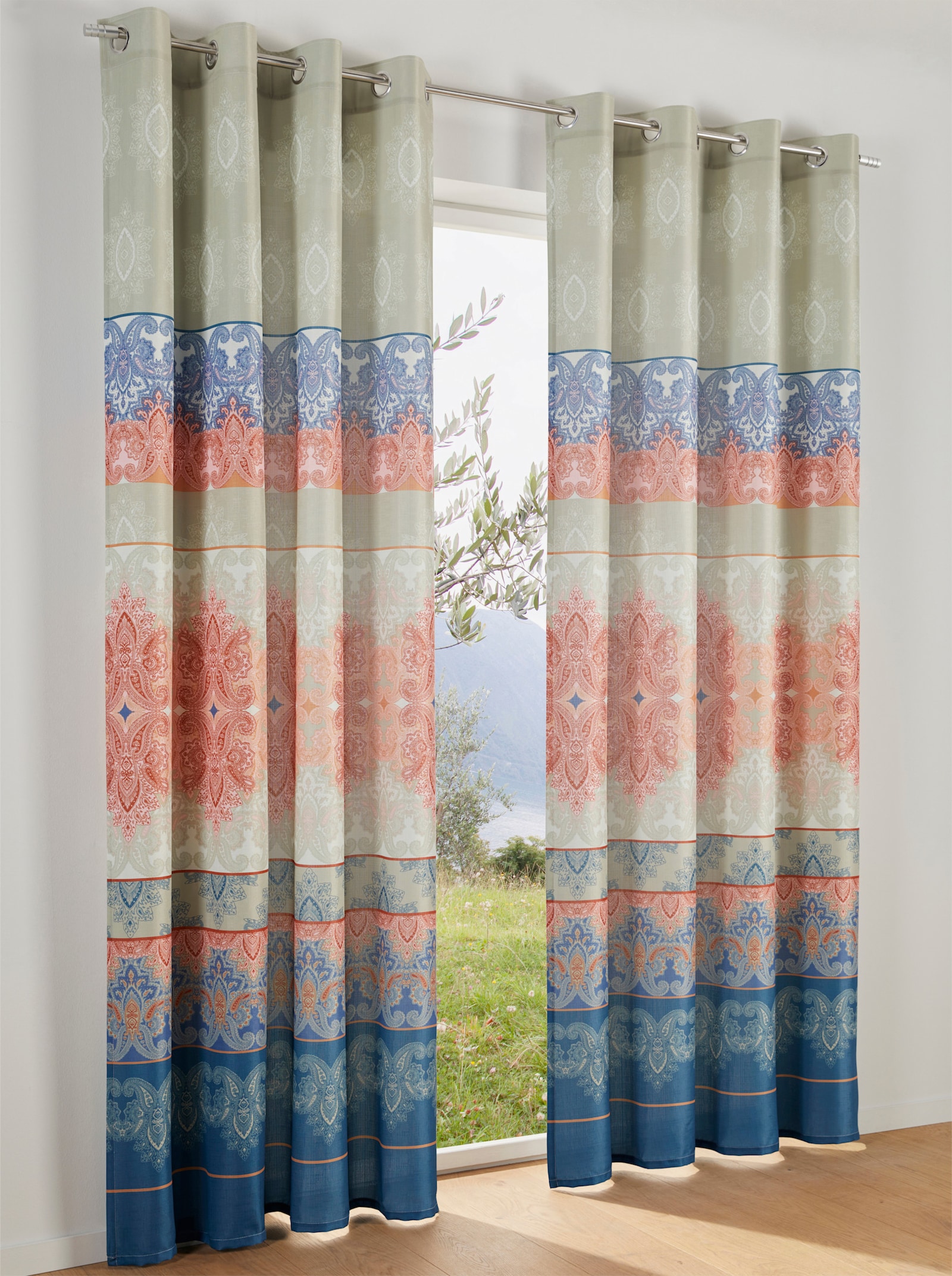 heine home Dekoschal - pistazie-koralle-gemustert