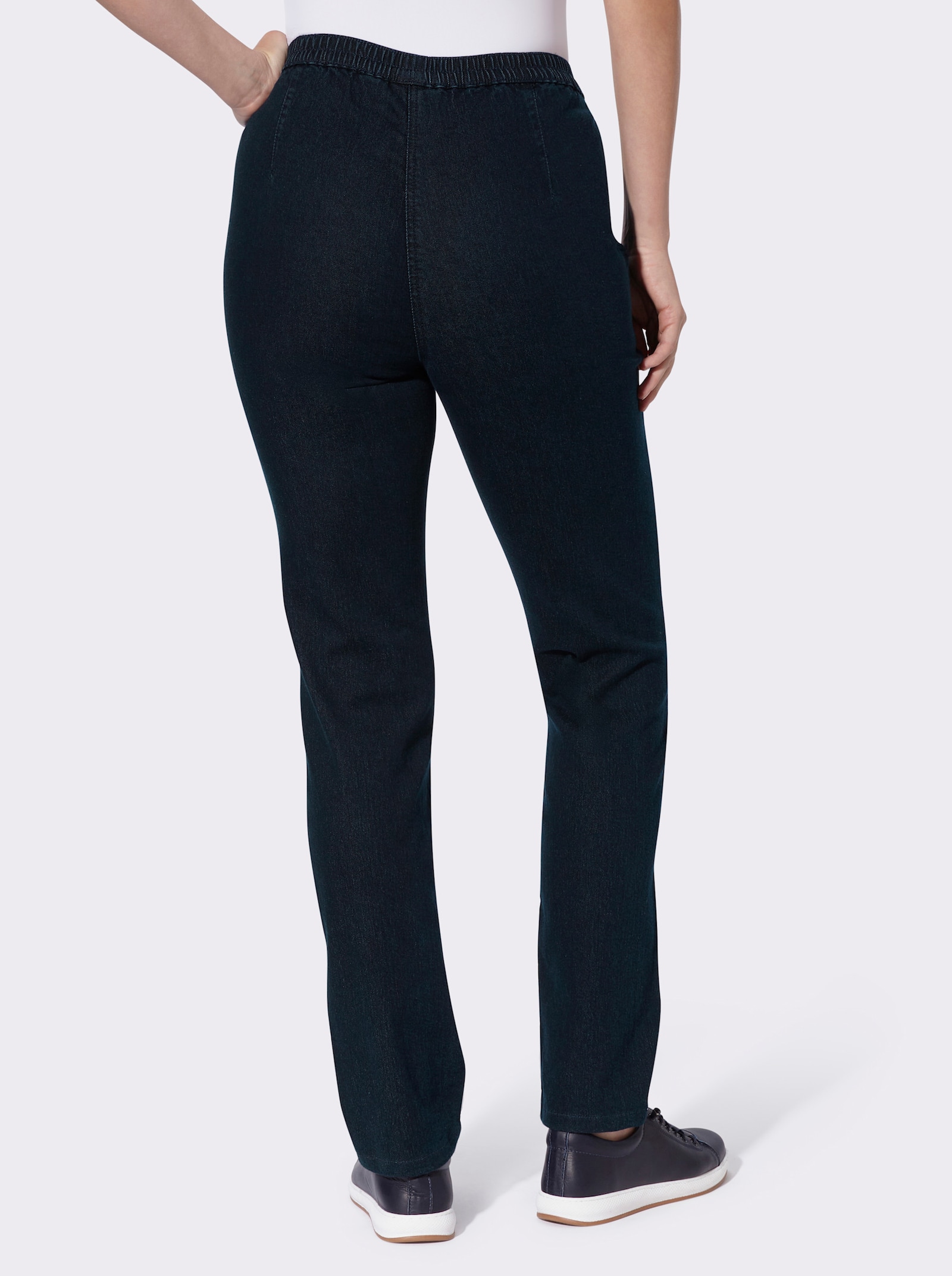 Schlupfjeans mit schrägen Taschen - dark blue
