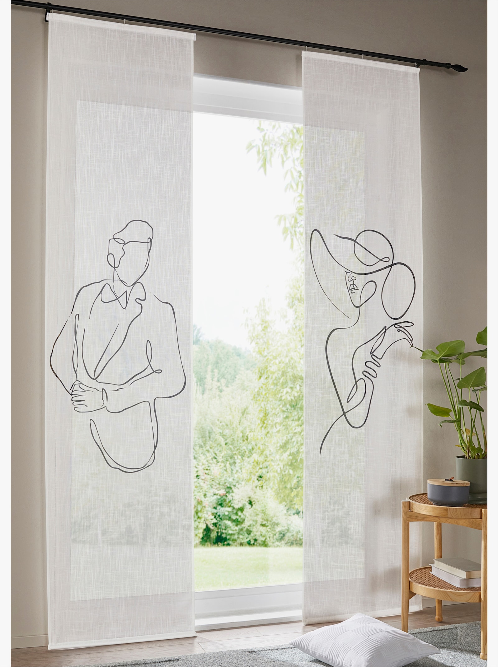 heine home schuifgordijn - wit/zwart