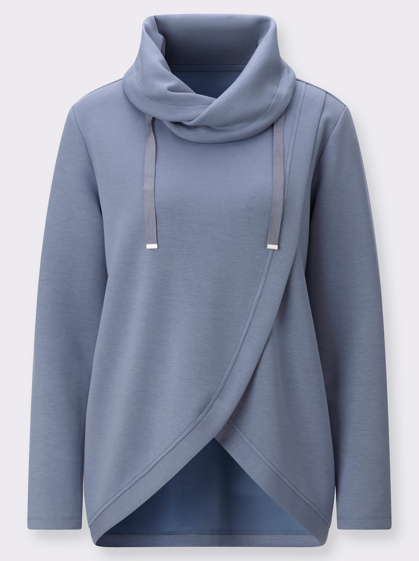  Longshirt in Wickel-Optik - taubenblau