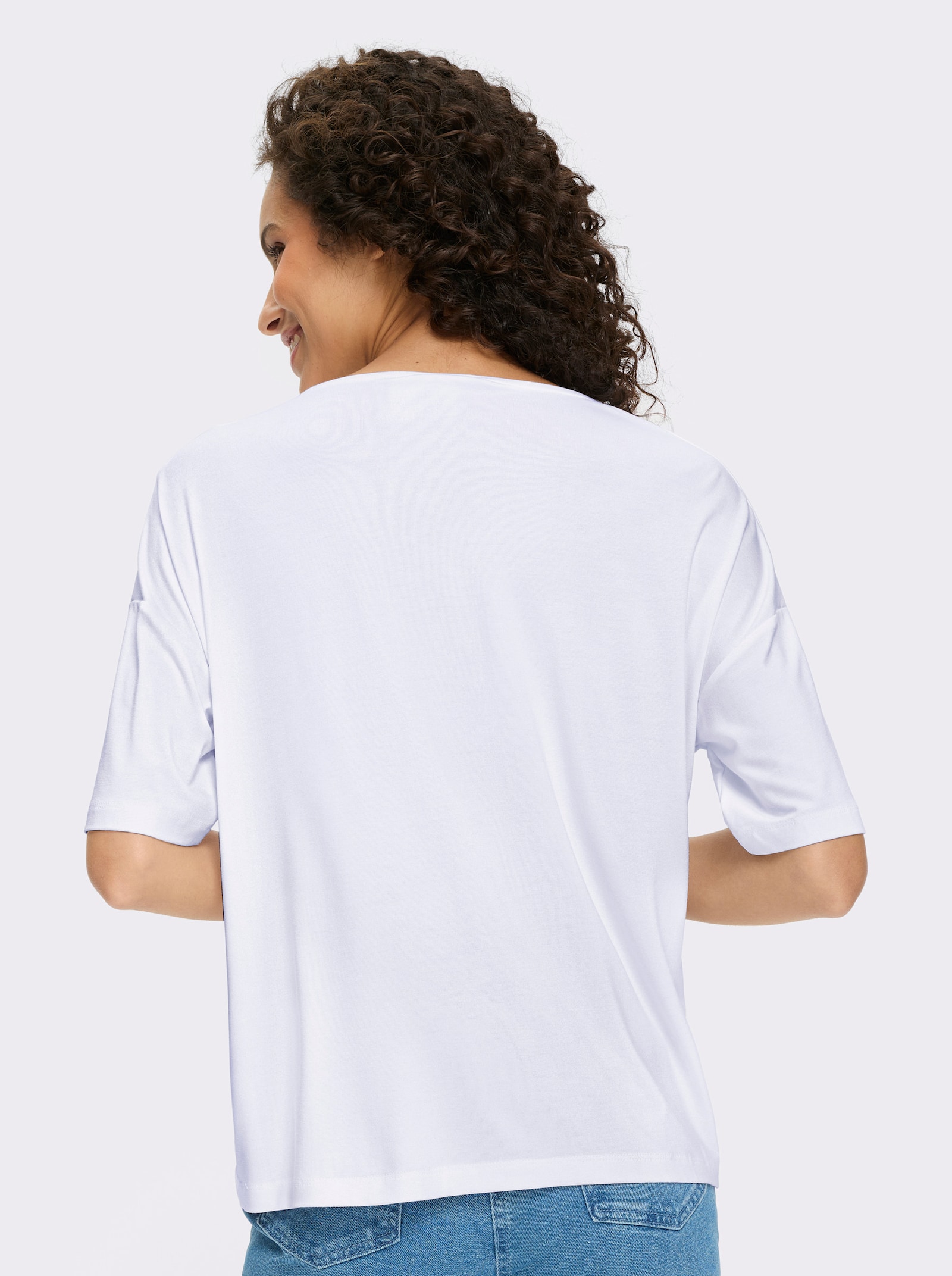 heine Kurzarmshirt mit Knoten-Optik - weiss