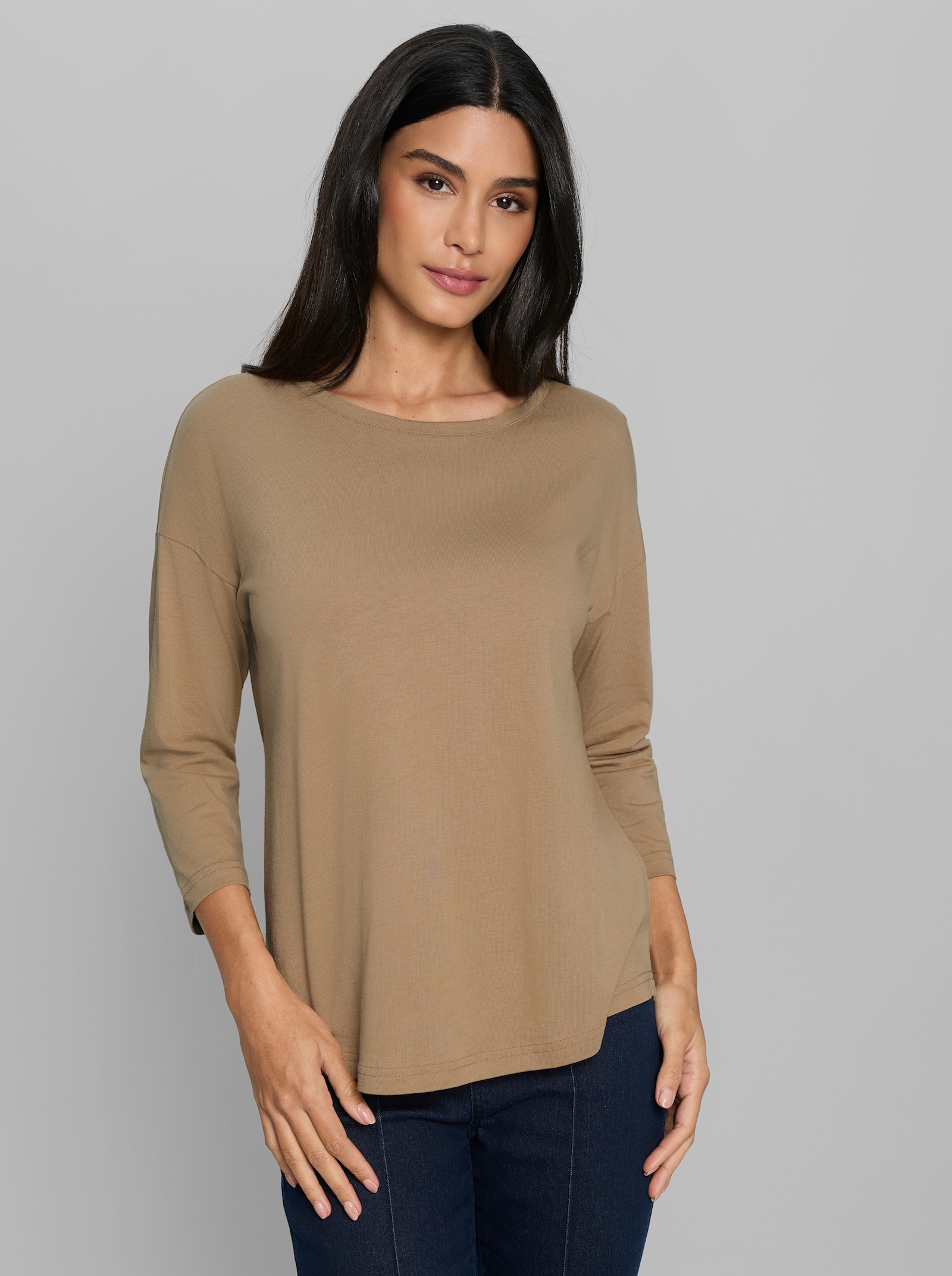 heine 3/4-Arm-Shirt mit Glitzersteinchen - camel