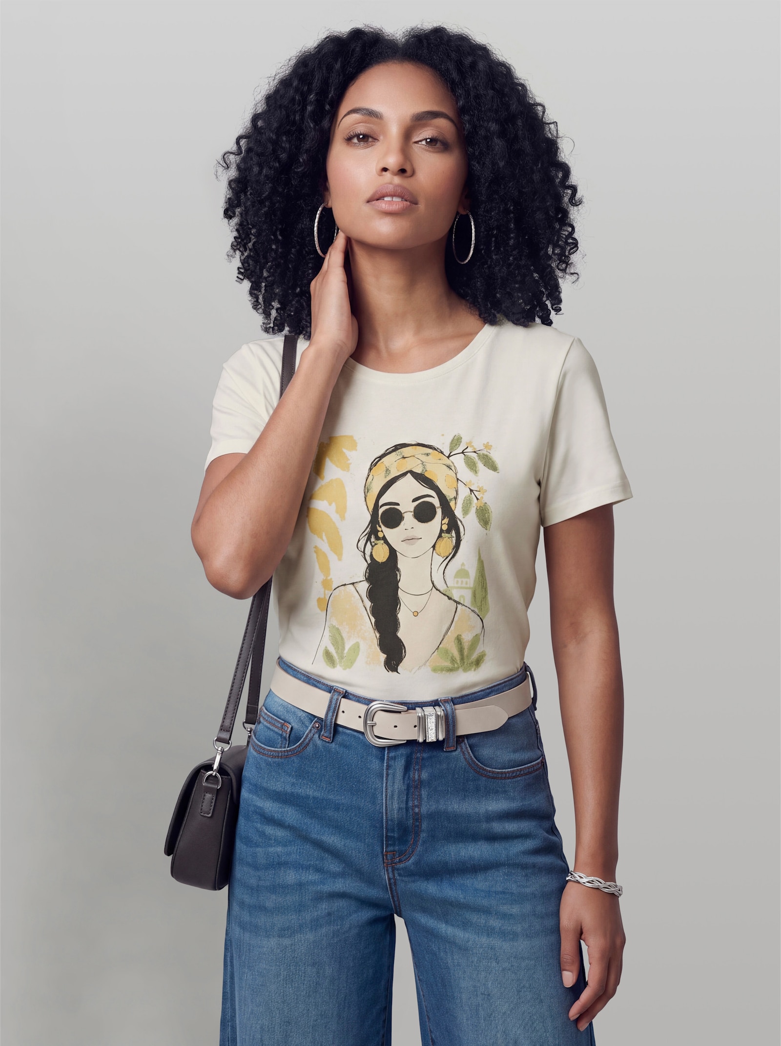 heine Kurzarmshirt mit Frontprint - ecru