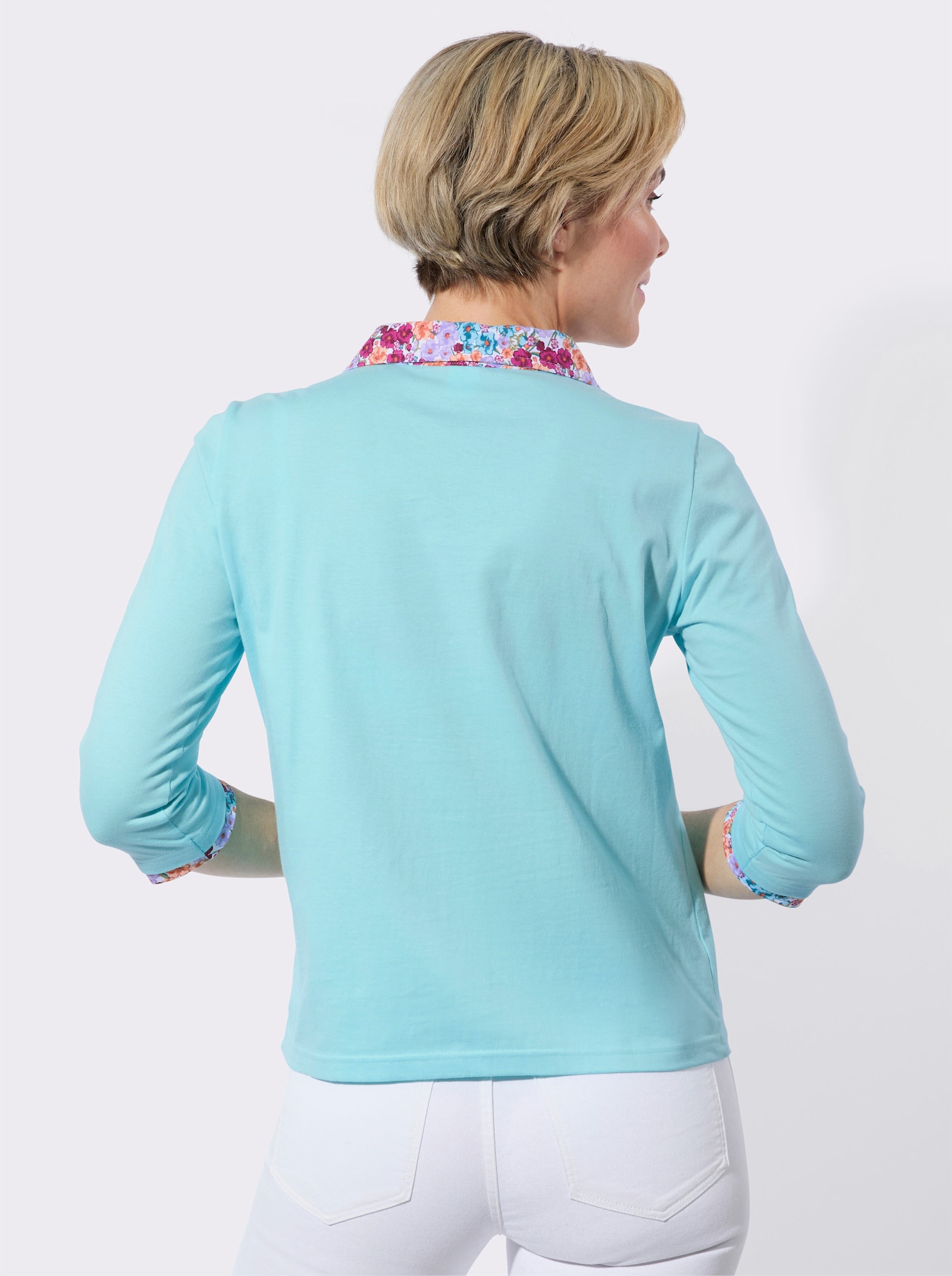 Poloshirt mit vielen Details - aquamarin