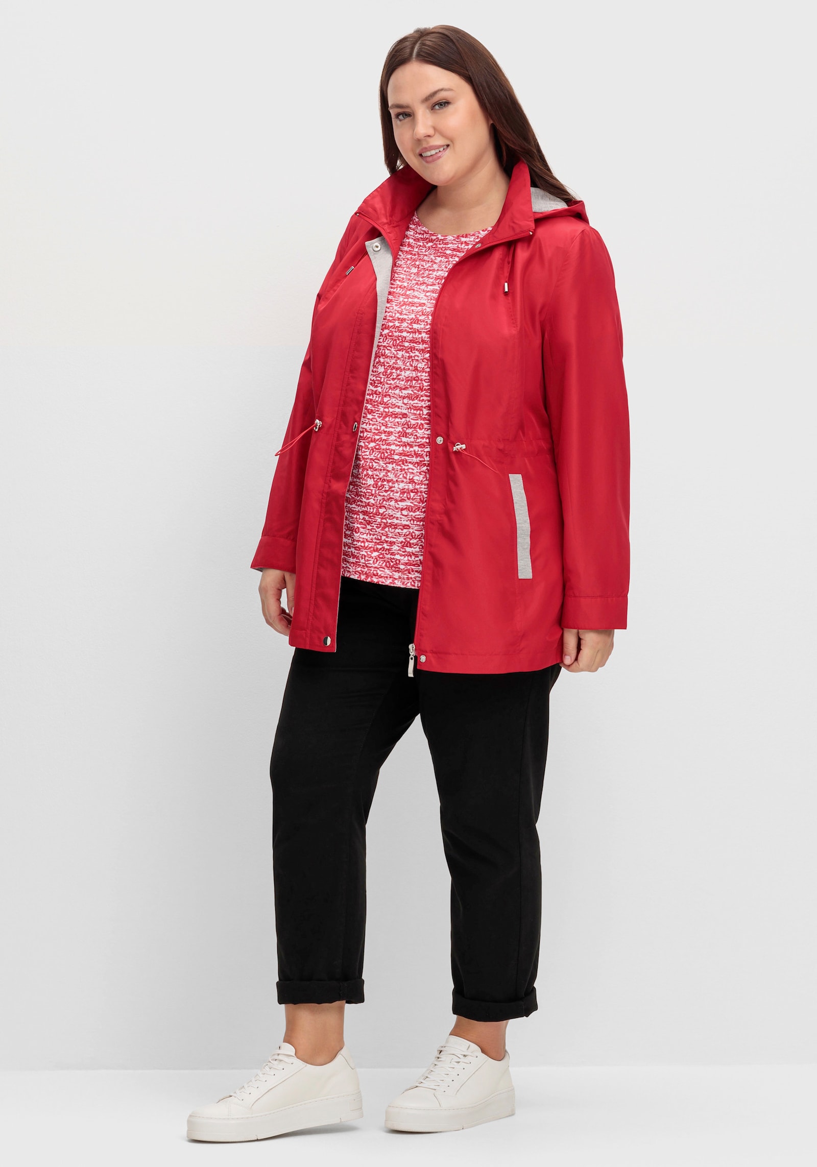 Freizeitjacke mit Tunnelzug in der Taille - rot