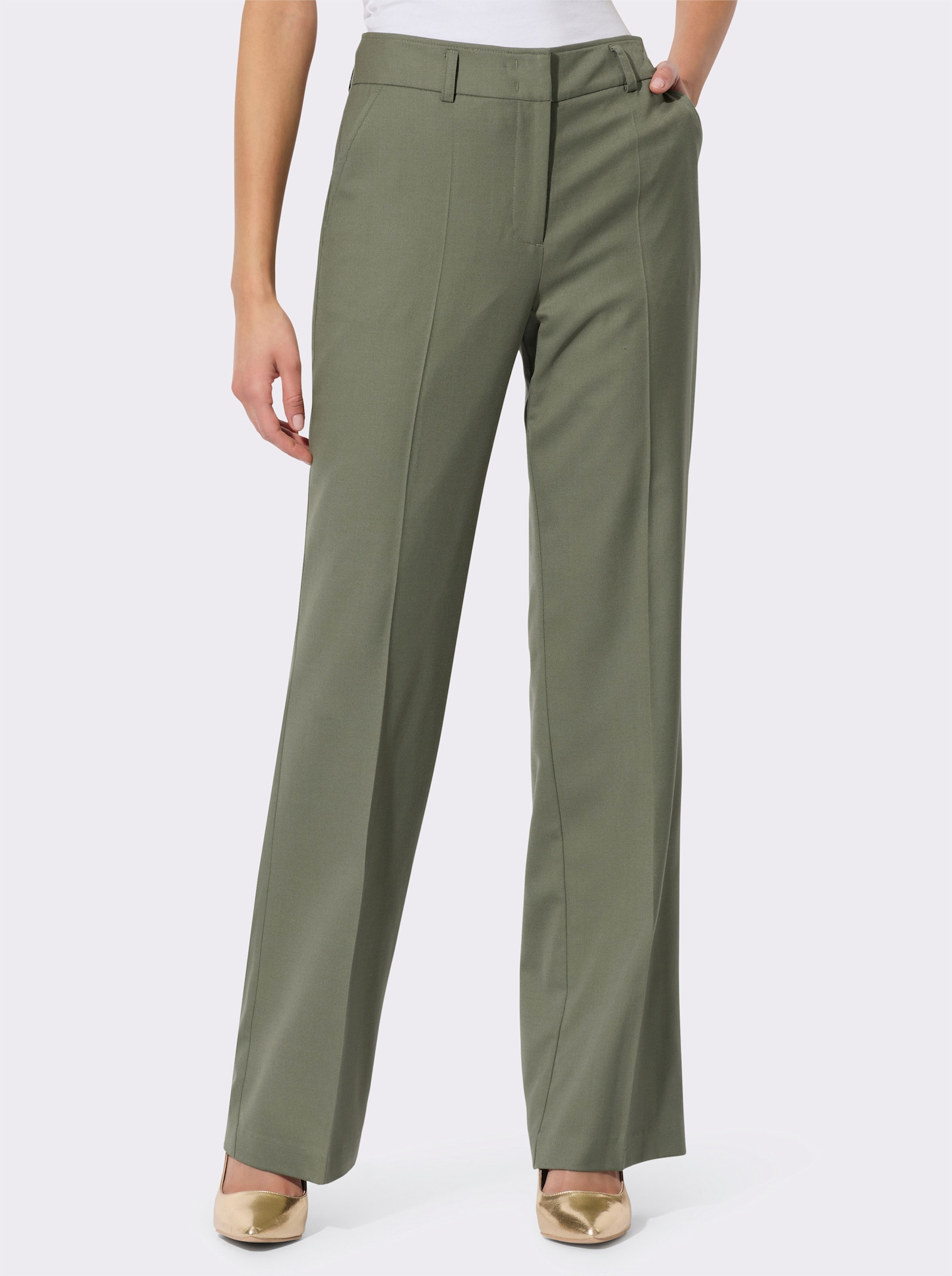 Bügelfaltenhose mit wertigem Woll-Anteil - khaki