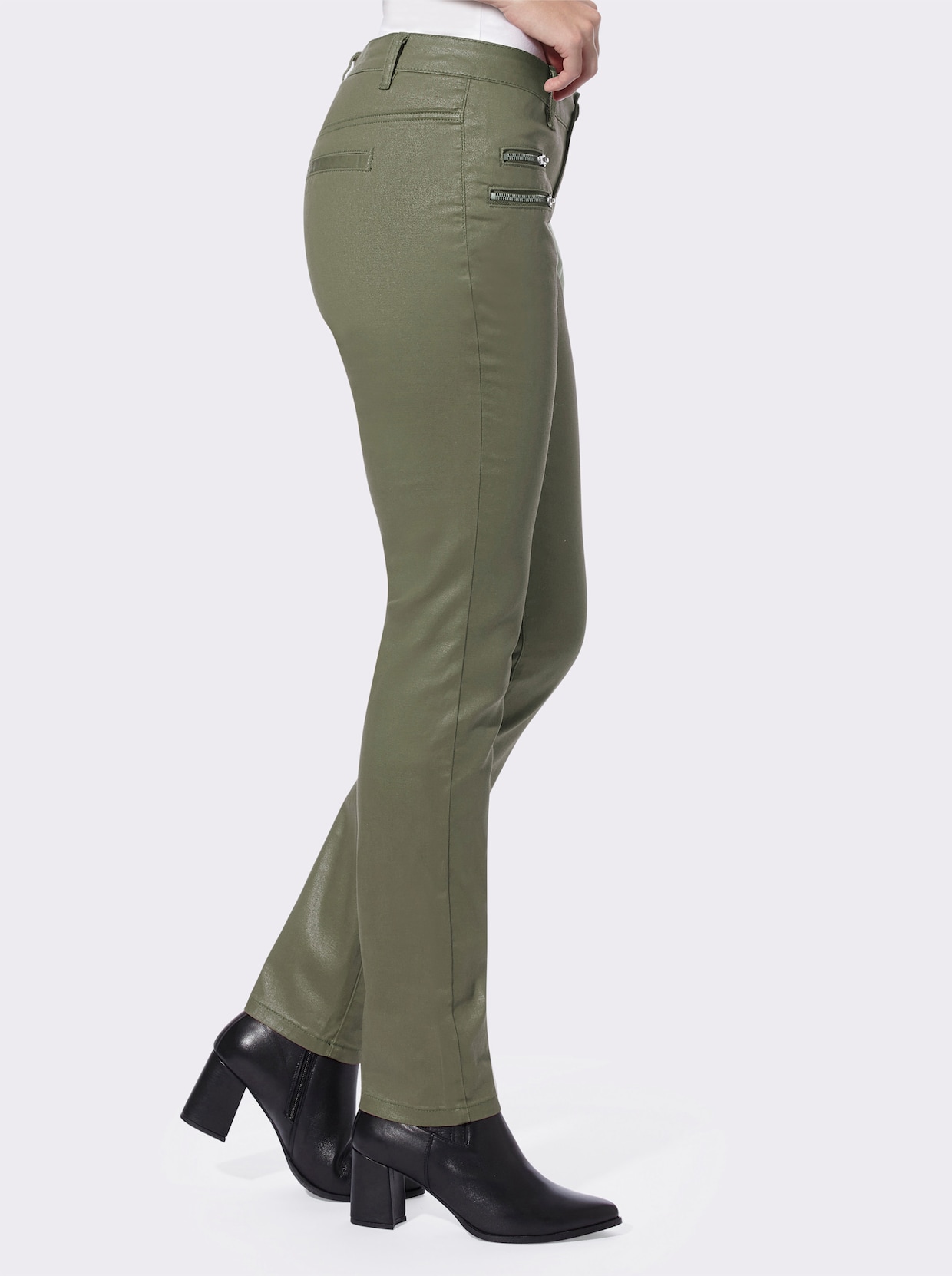 heine Broek met smalle pijpen - kaki
