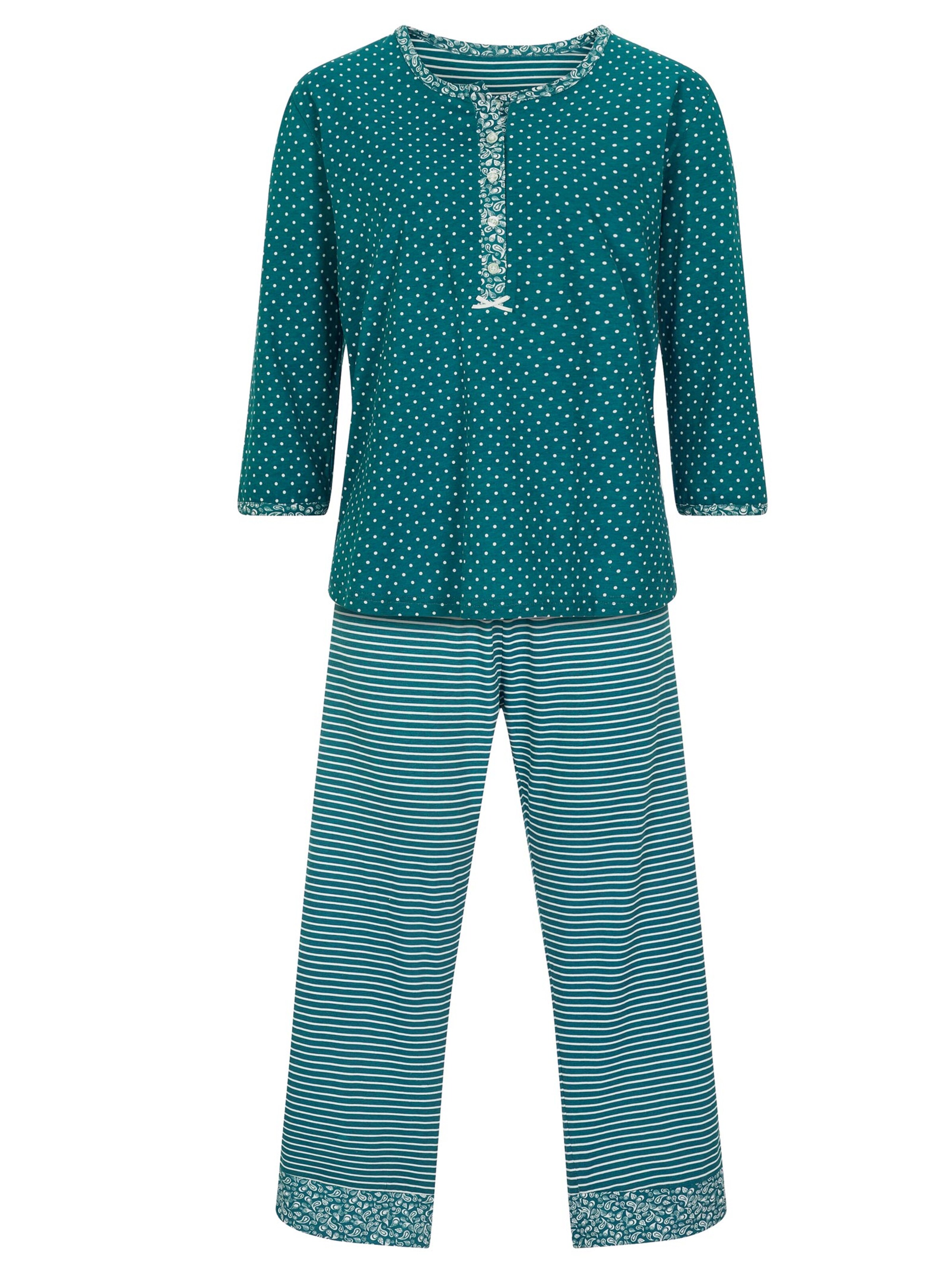Marie Francoise Schlafanzug - petrol-gemustert
