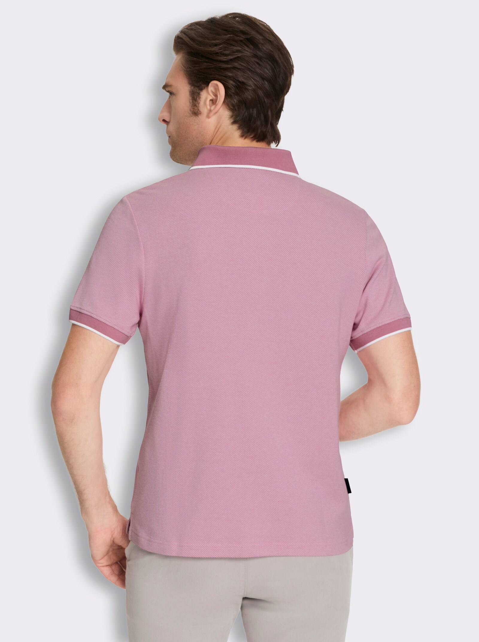 Marco Donati Kurzarmshirt in Jacquard-Qualität, mit Modal - altrosa-gestreift
