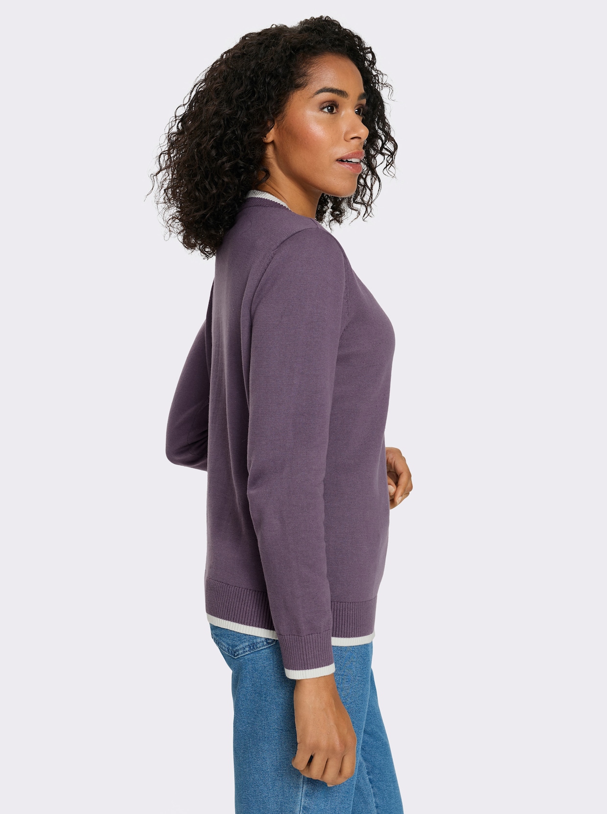 Langarm-Pullover in Baumwoll-Qualität - feige-ecru