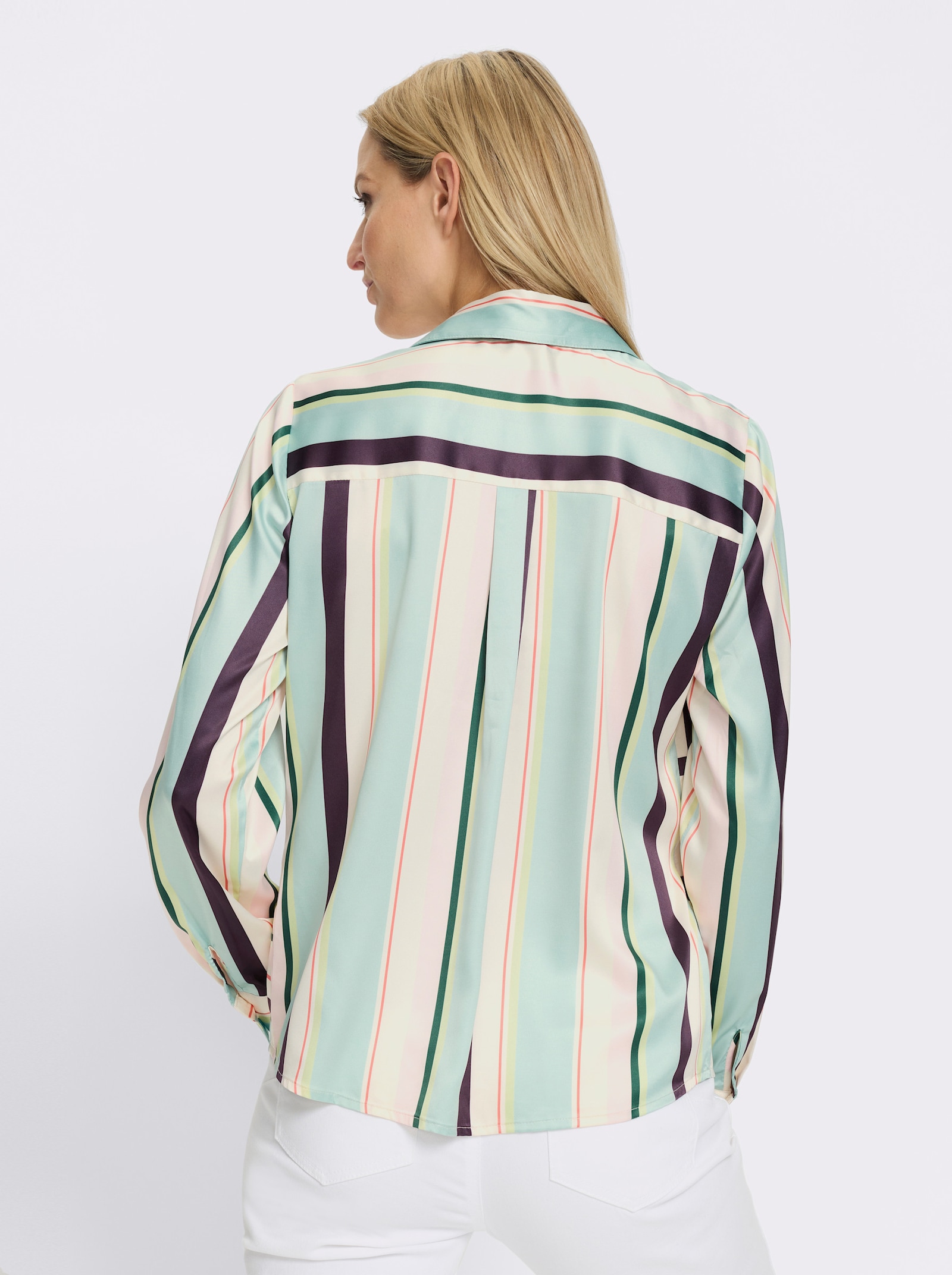 heine Druckbluse mit grafischem Dessin - kalkmint-hellrosé-bedruckt