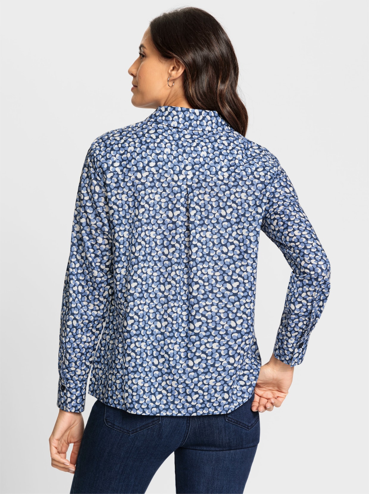 Blouse - donkerblauw geprint