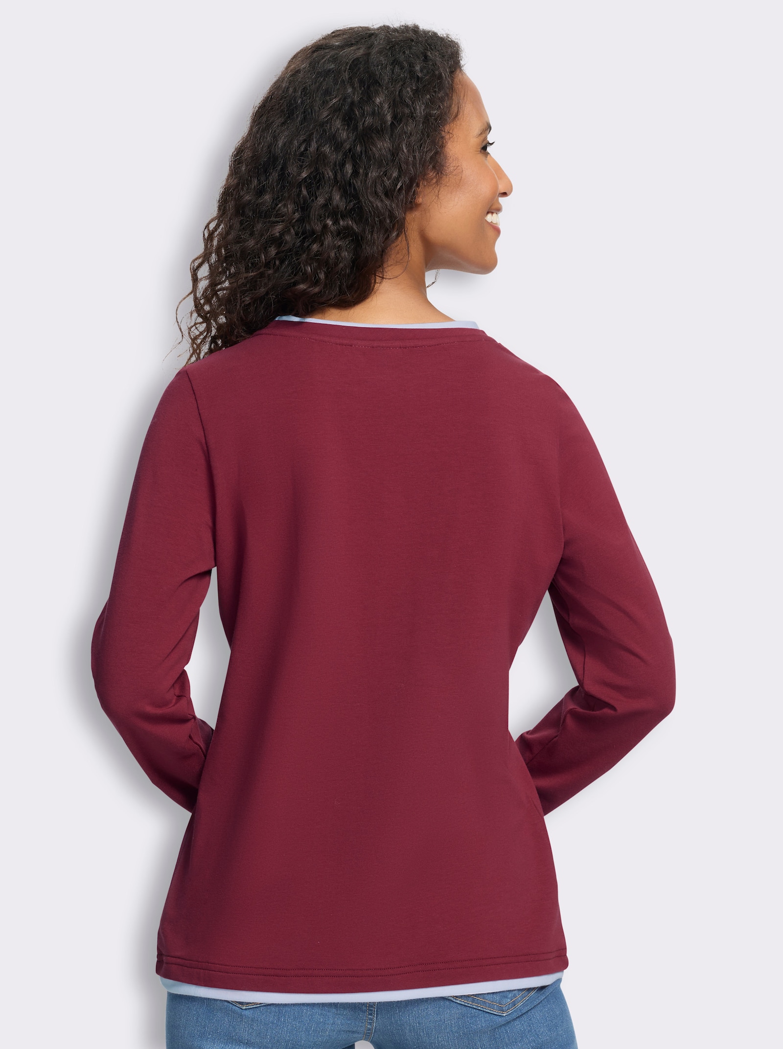heine Rundhalsshirt in 2-in-1-Optik - kirsche-weiß