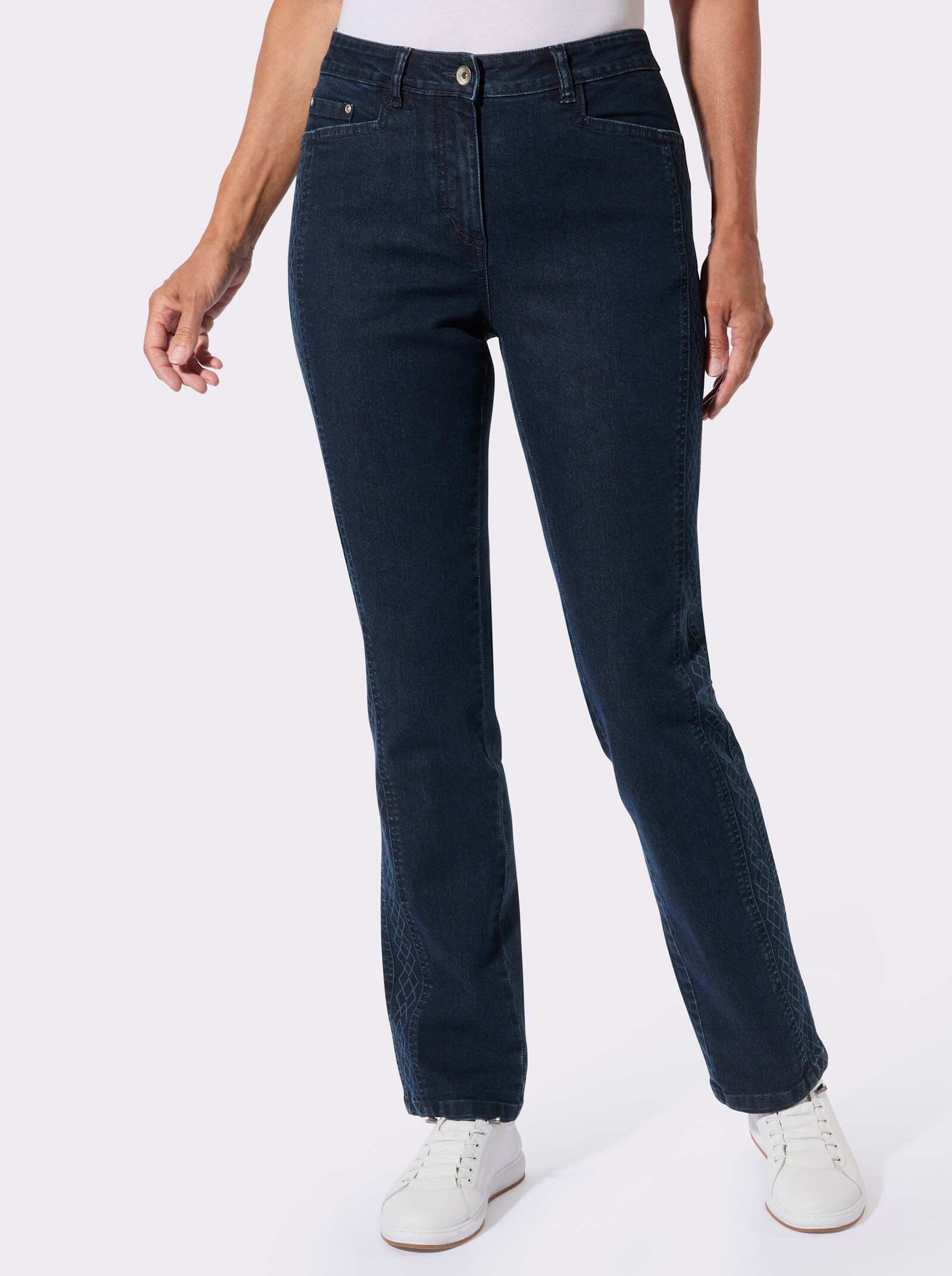 Jeans mit seitlichem Laser-Druckmuster - dunkelblau