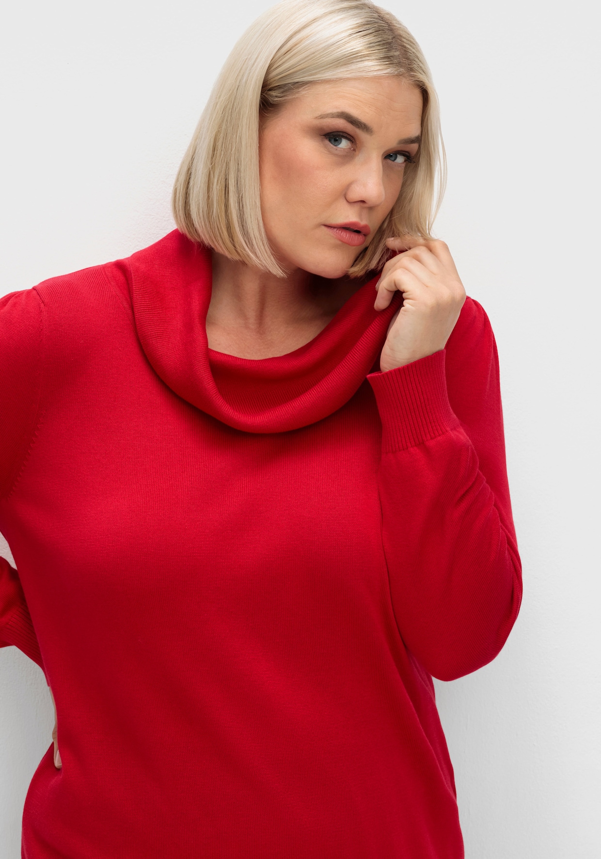 Wasserfallpullover im Baumwoll-Viskose-Mix - rot