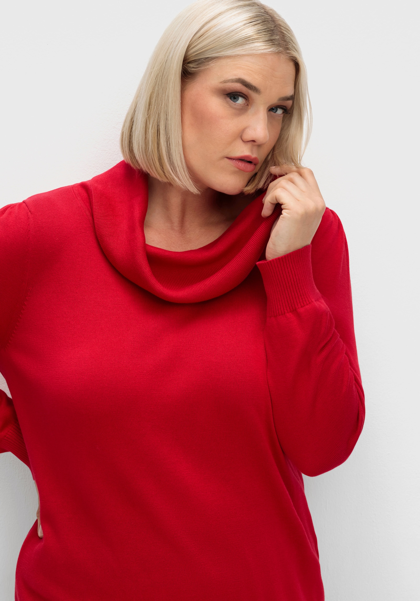 Wasserfallpullover im Baumwoll-Viskose-Mix - rot