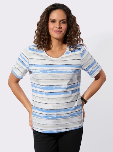 Ringelshirt - himmelblau-ecru-geringelt