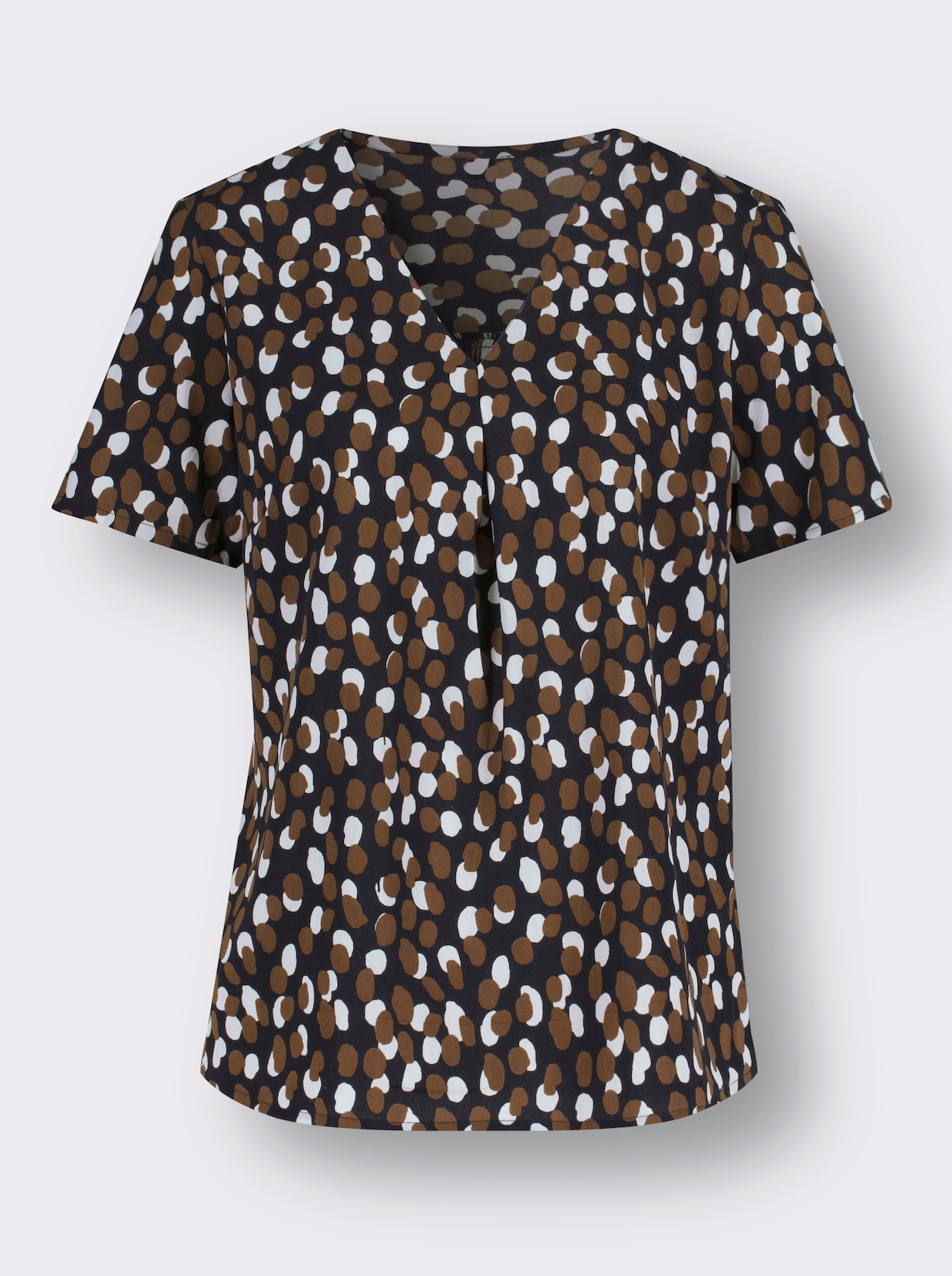 Comfortabele blouse - zwart/bruin geprint