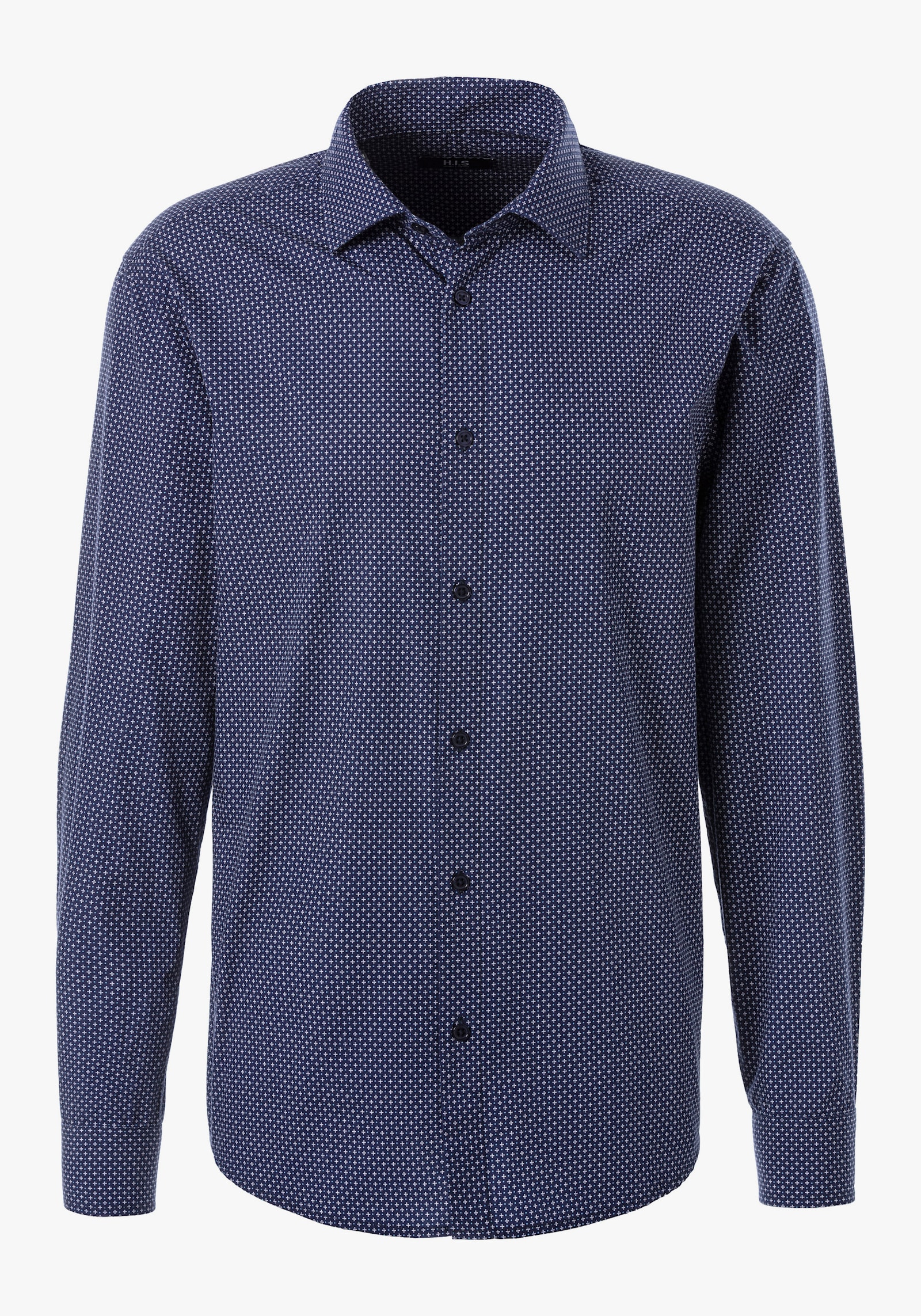 H.I.S Langarmhemd - navy-bedruckt