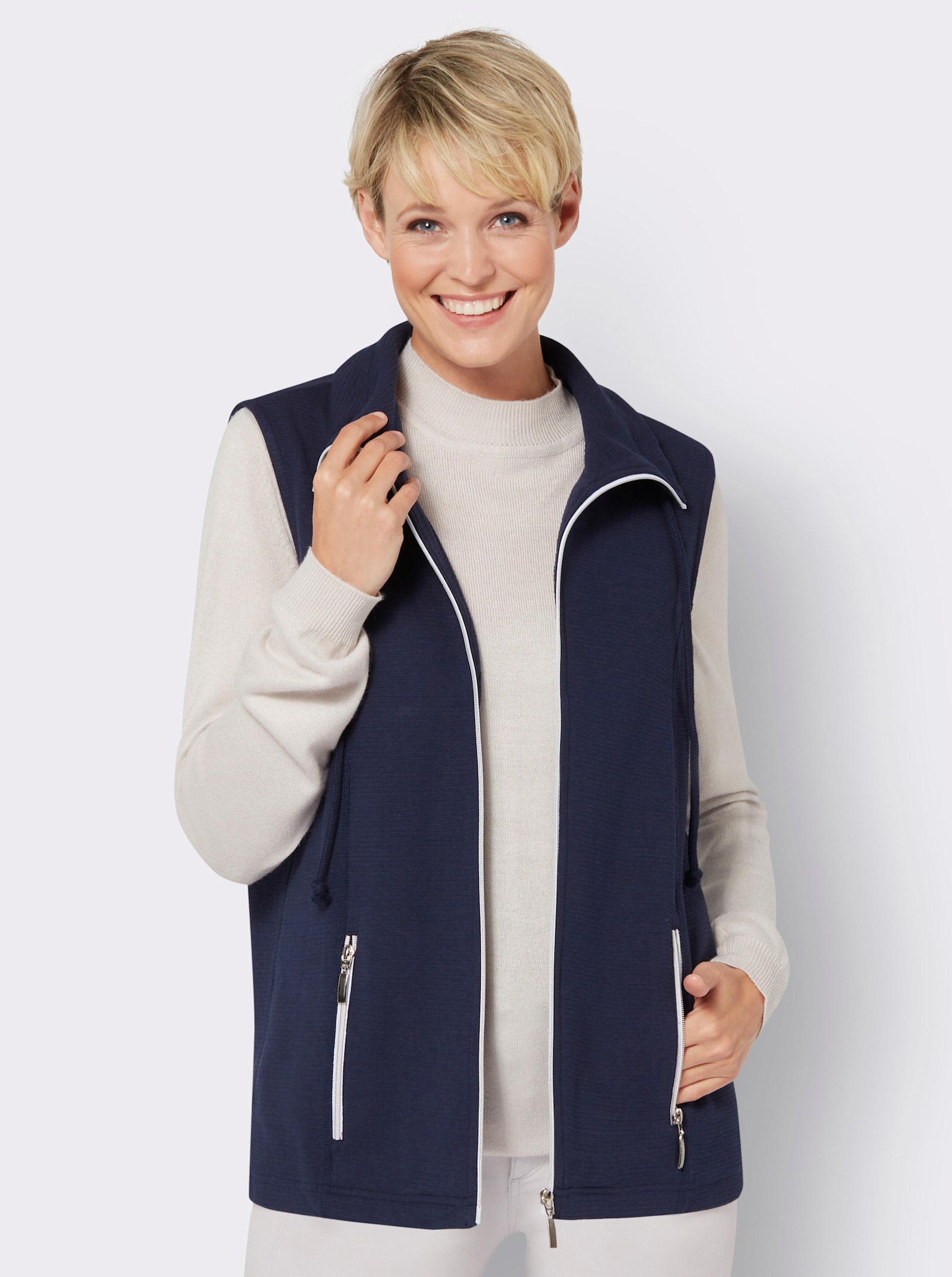 Jerseyweste in Ripp-Optik - marine