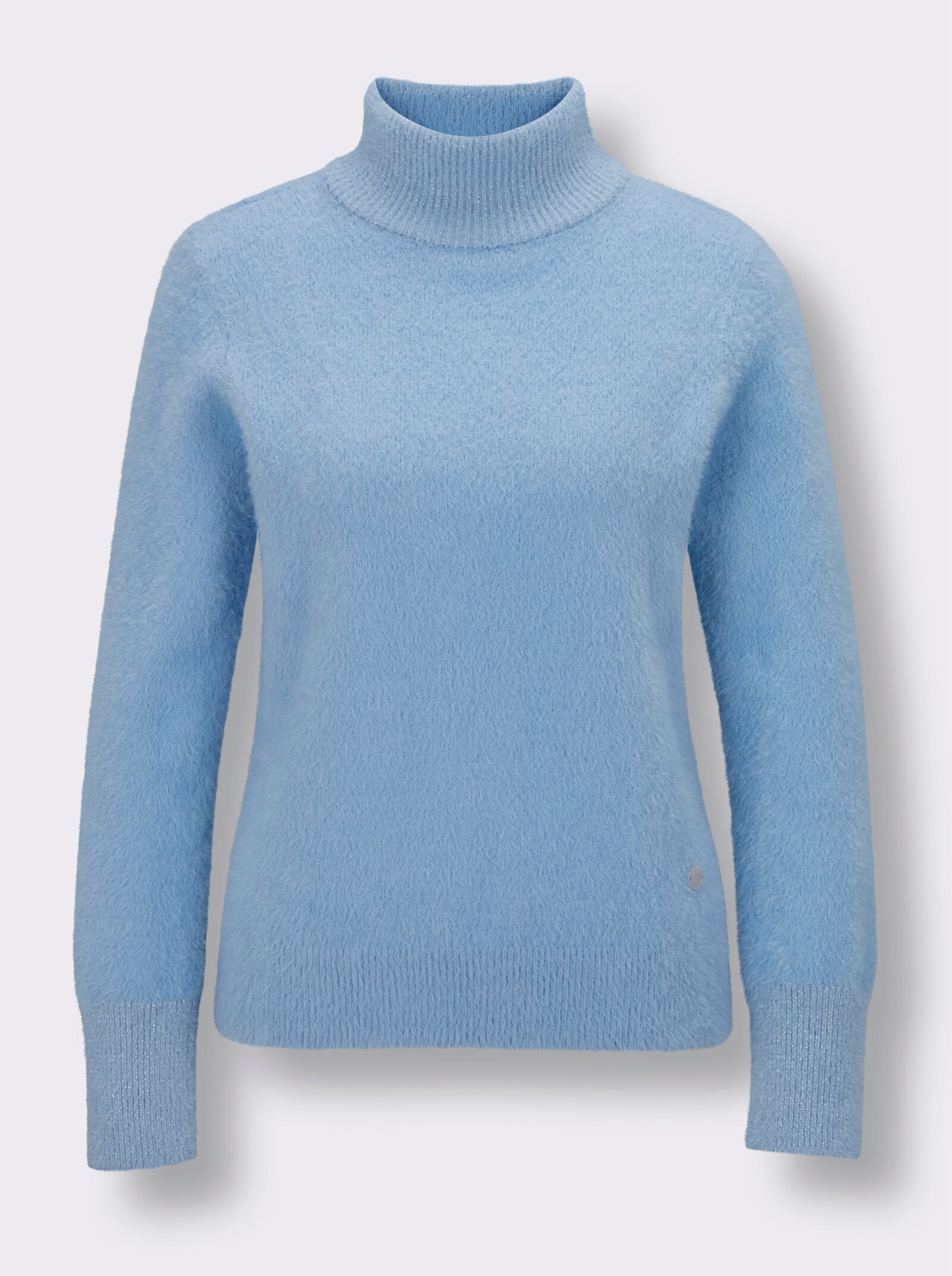 CREATION L PREMIUM Langarm-Pullover mit Glanzgarn - eisblau