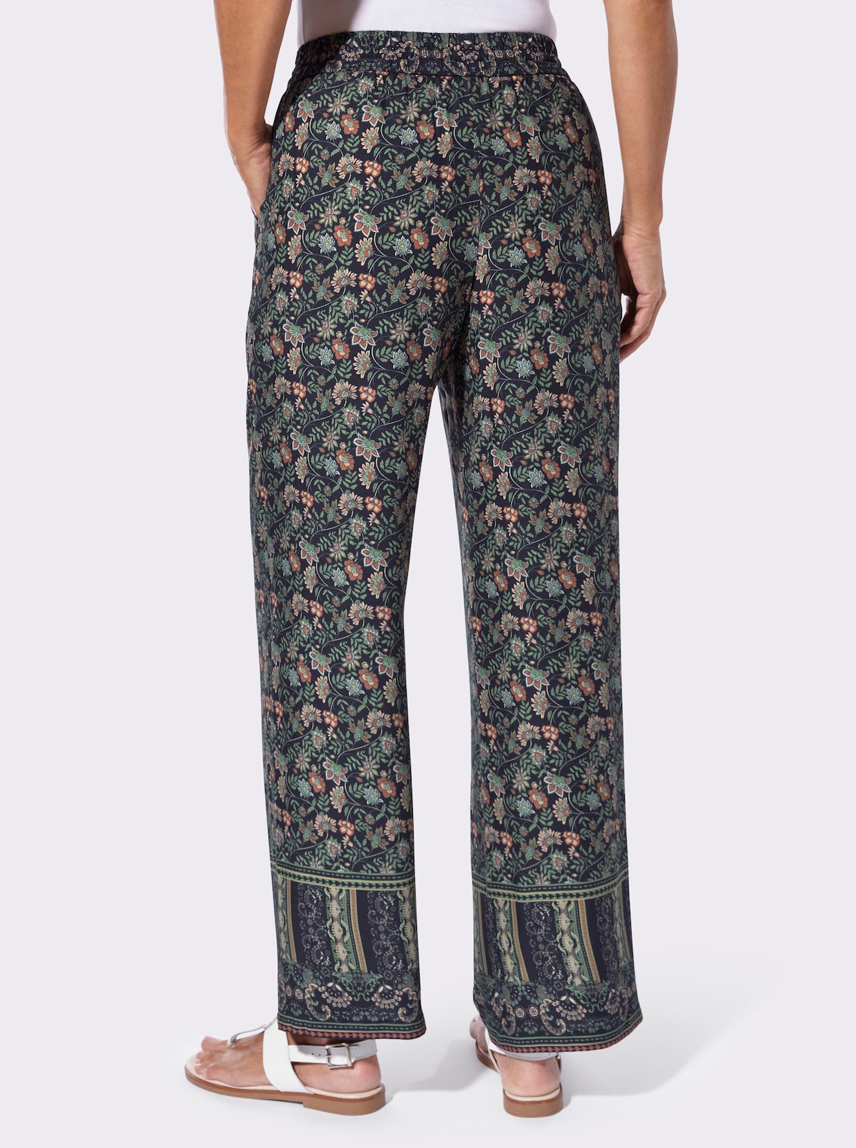 Schlupfhose - marine-eucalyptus-bedruckt