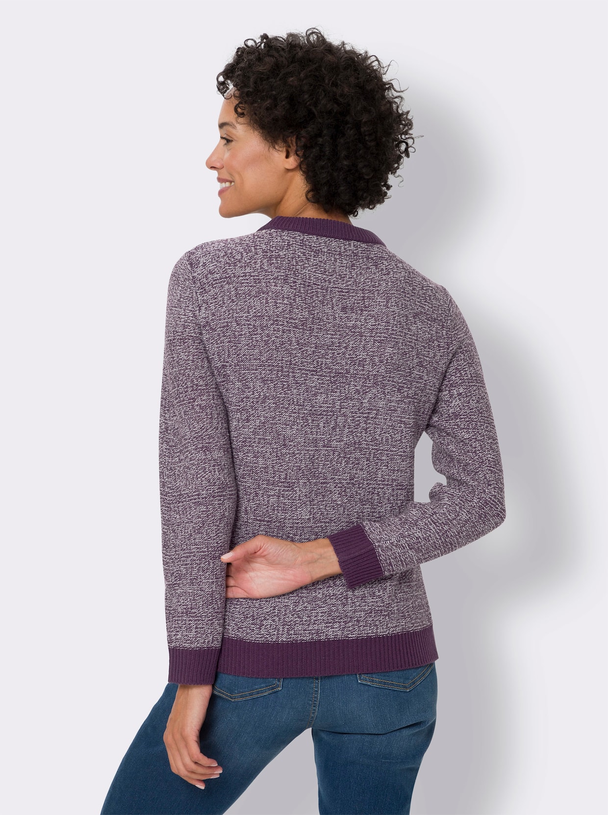 Pullover met lange mouwen - druif/ecru gemêleerd