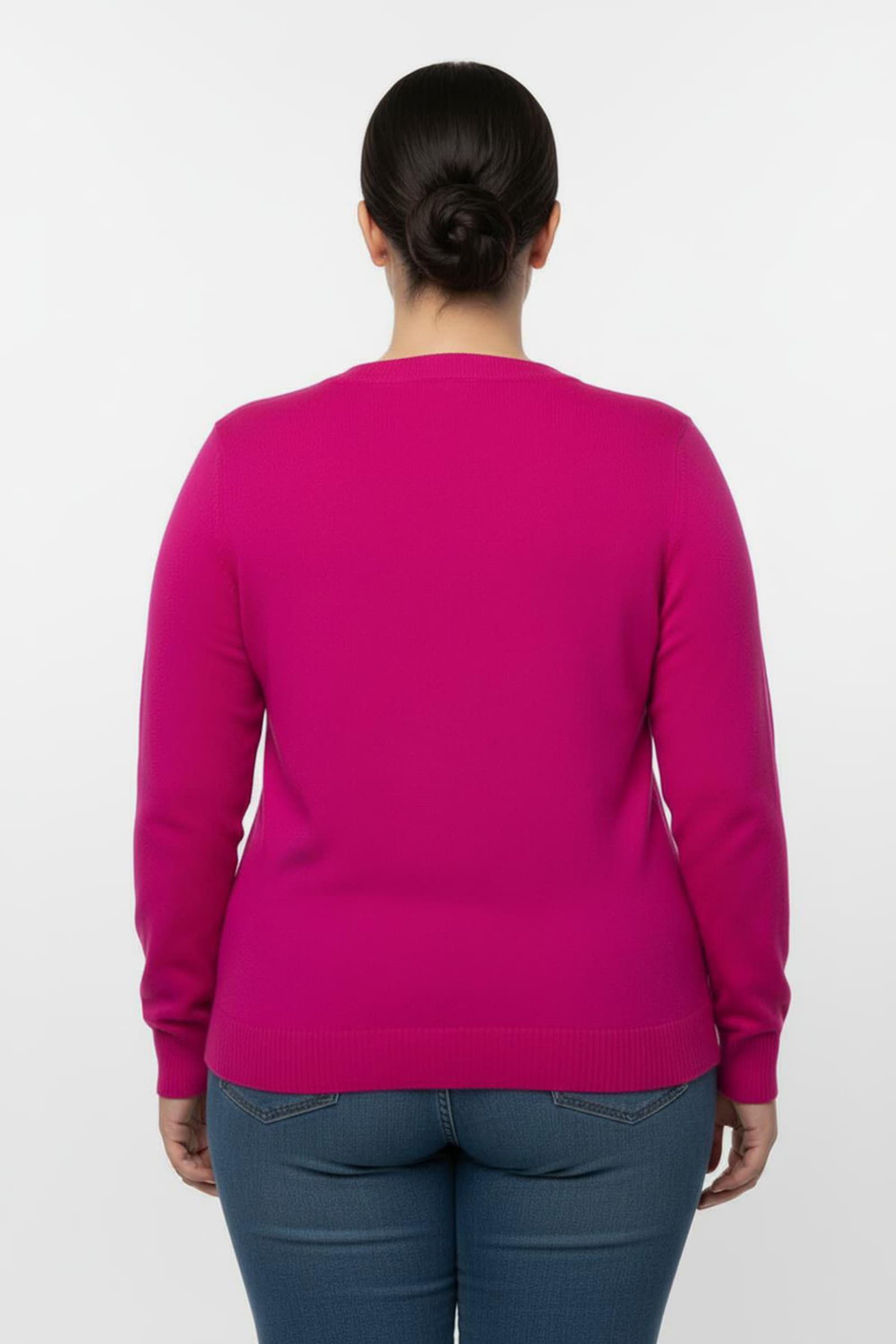 Langarm-Pullover aus reiner Baumwolle - fuchsia