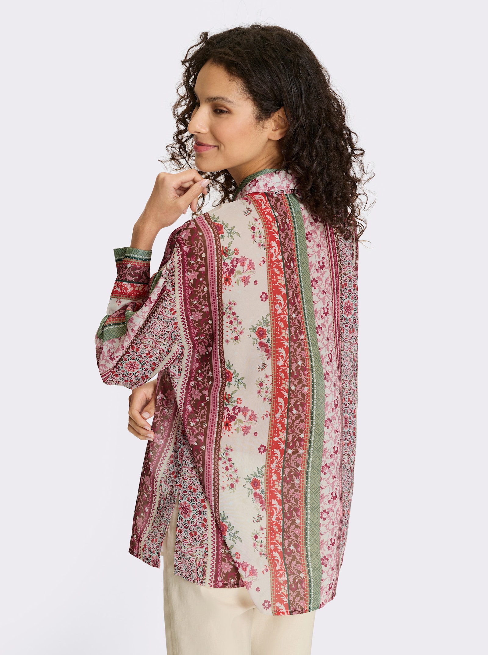 heine Hemdbluse mit Floral-Print - ecru-erdbeere-bedruckt