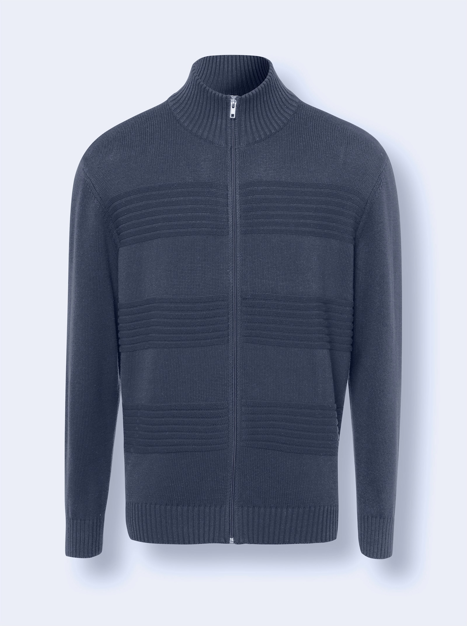 Kofta med ribbmönster - rökblå