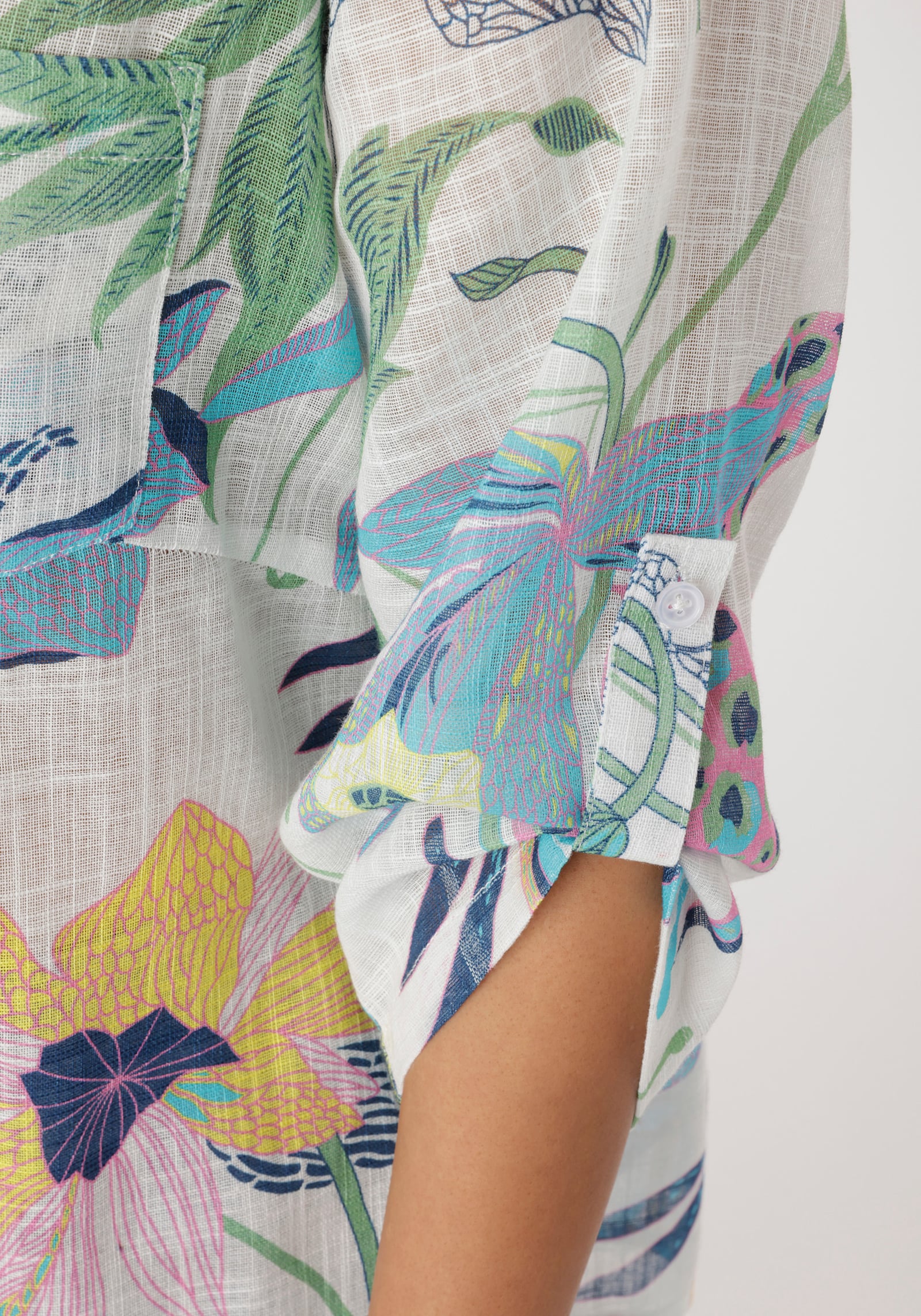 Aniston PLUS Schlupfbluse - weiß-türkis-gelb-pink-grün-blau