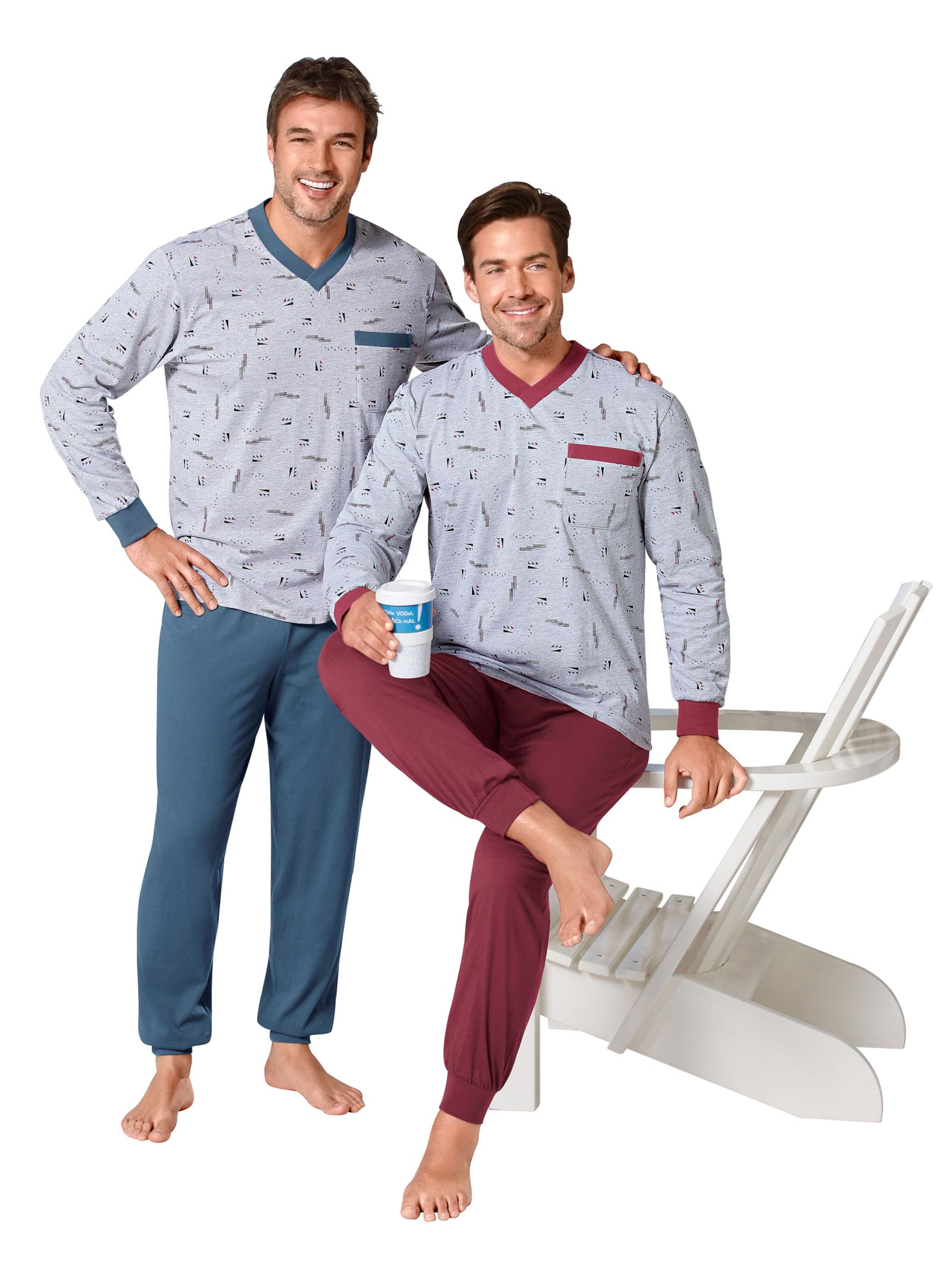 Schlafanzüge - blau + weinrot