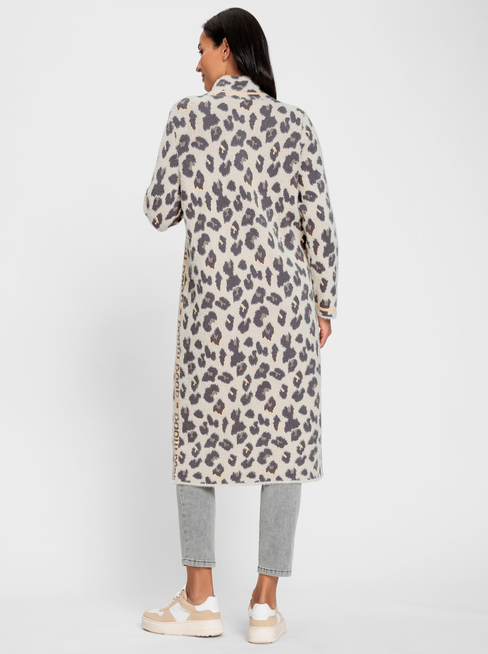 heine Strickmantel mit hohem Stehkragen - elfenbein-taupe-gemustert