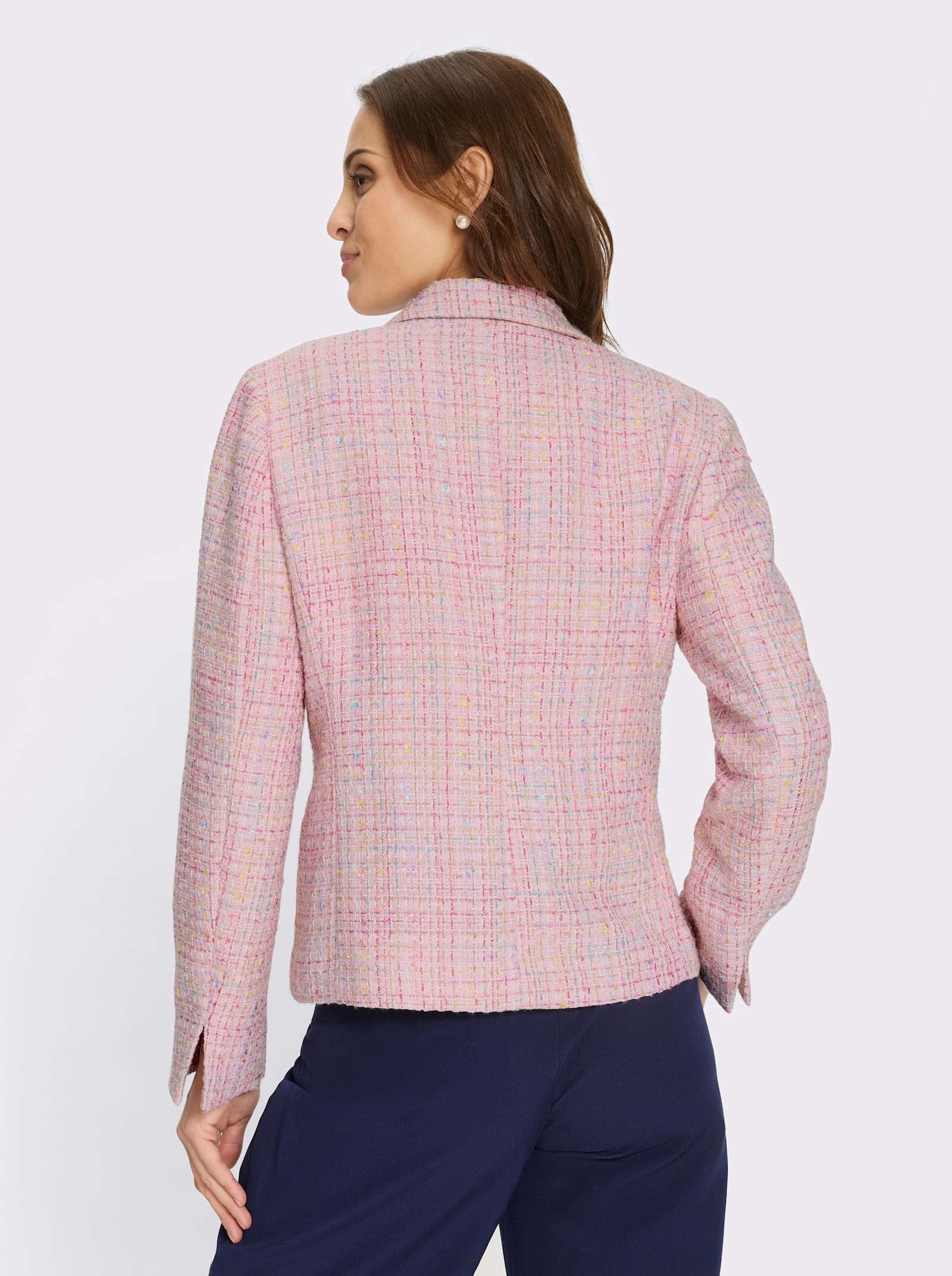 Bouclé-Blazer mit Futter - hellrosé-gemustert