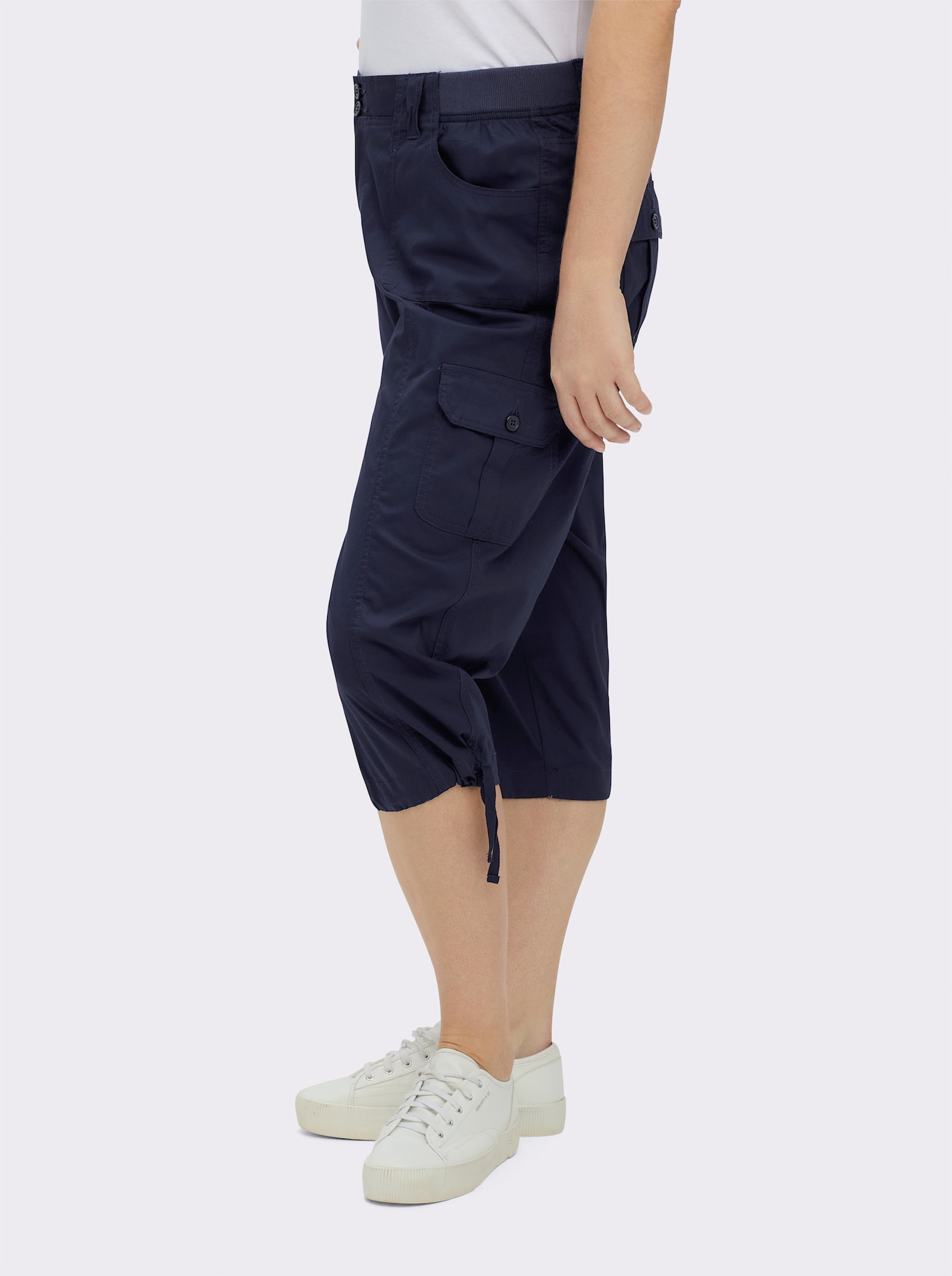 Caprihose mit weitenverstellbarem Saum - marine