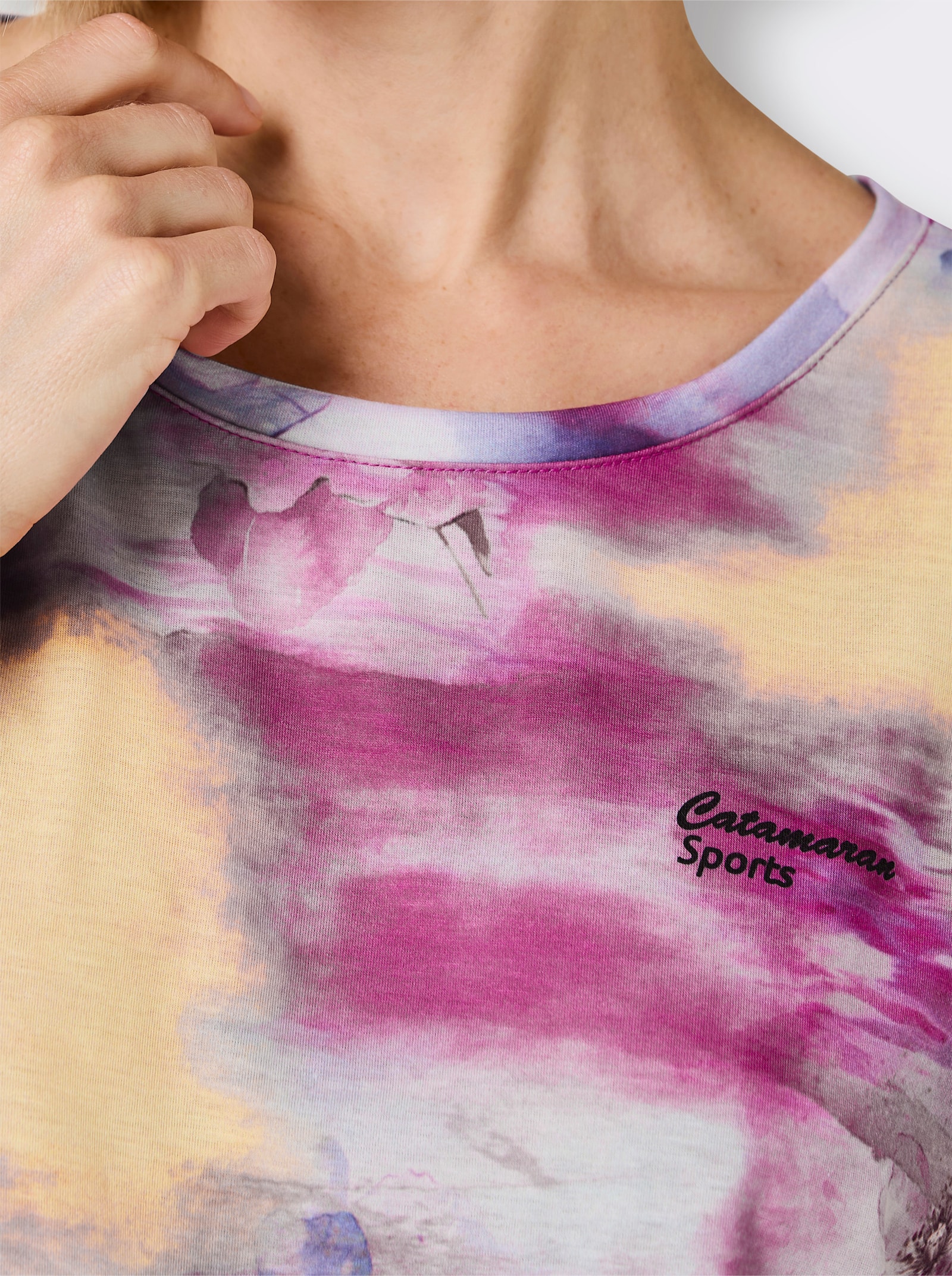 Catamaran Sports Funktionsshirt mit Digital-Druck - bleu-erika-gemustert