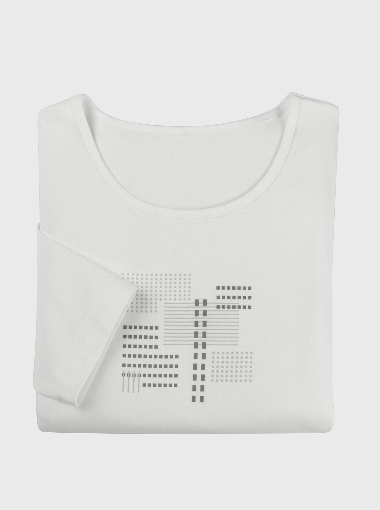 Shirt met 3/4-mouw - ecru/grijs