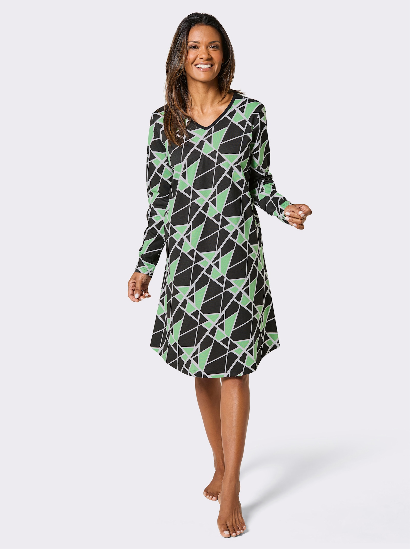 wäschepur Sleepshirt mit Grafik-Print - apfel-schwarz-bedruckt