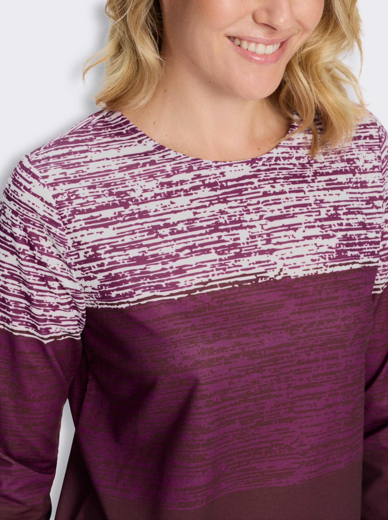 Sweatshirt mit Farbverlauf-Druck - burgund-malve-bedruckt