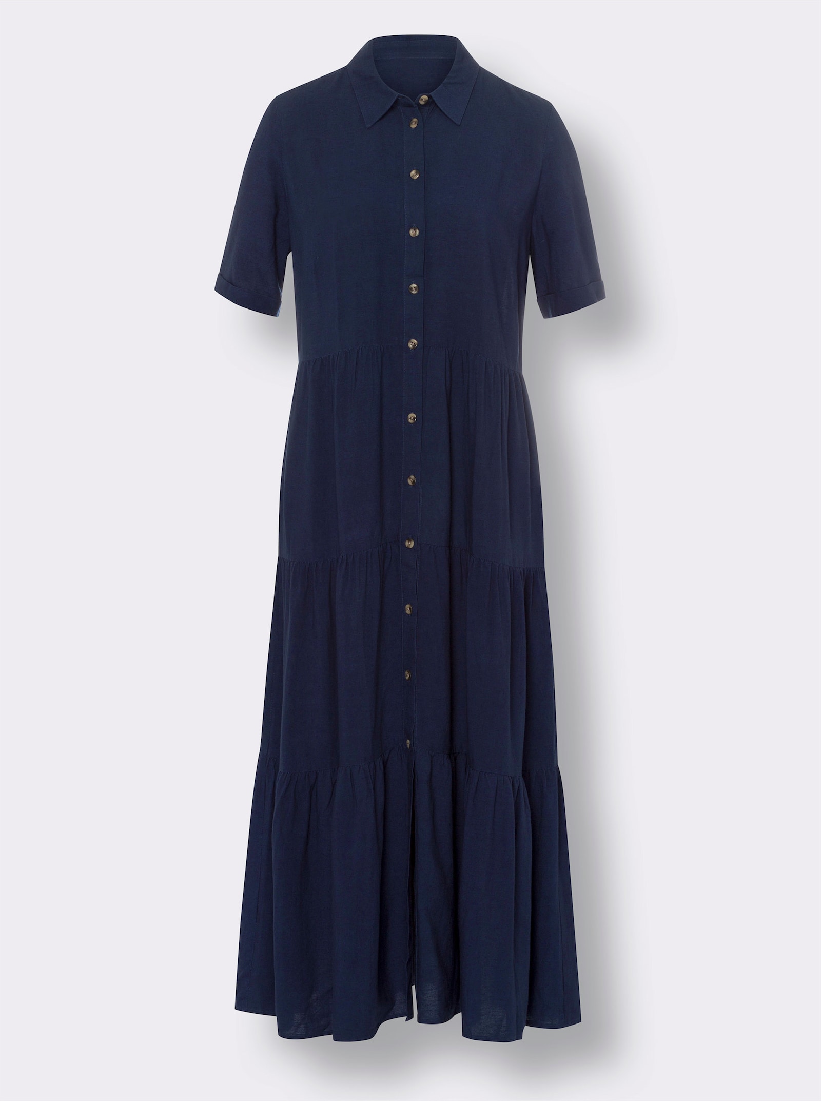 heine Hemdblusenkleid mit hohem Leinen-Anteil - marine