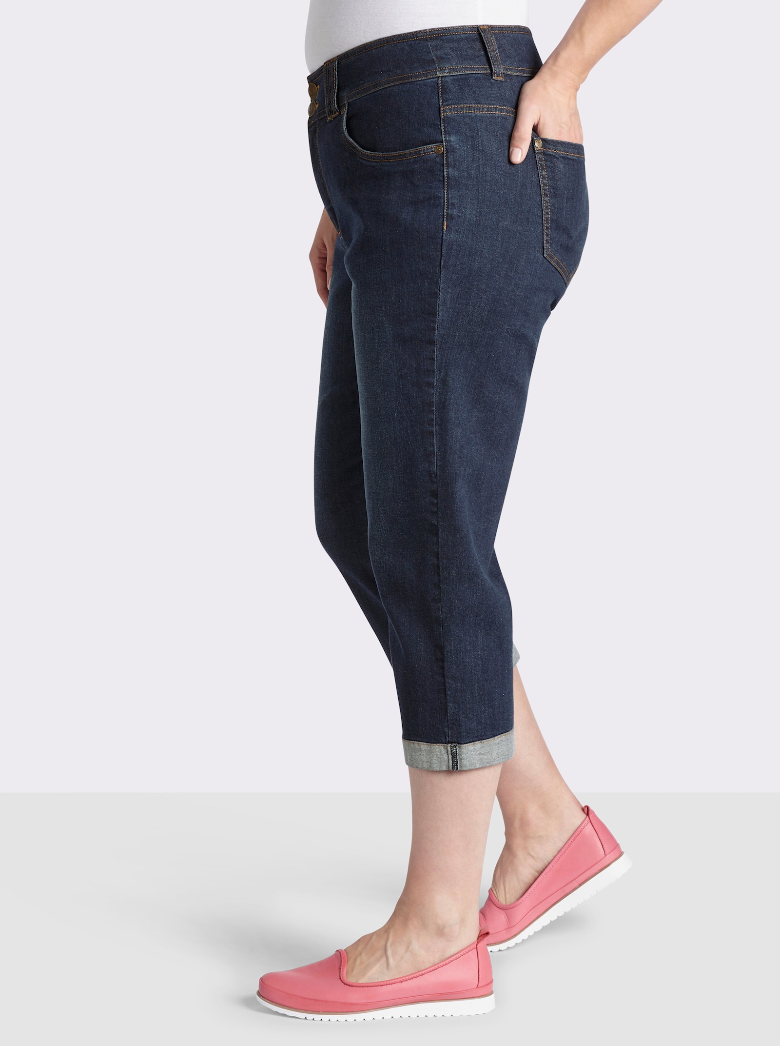 sheego 3/4-Jeans für kräftigere Oberschenkel - dark blue