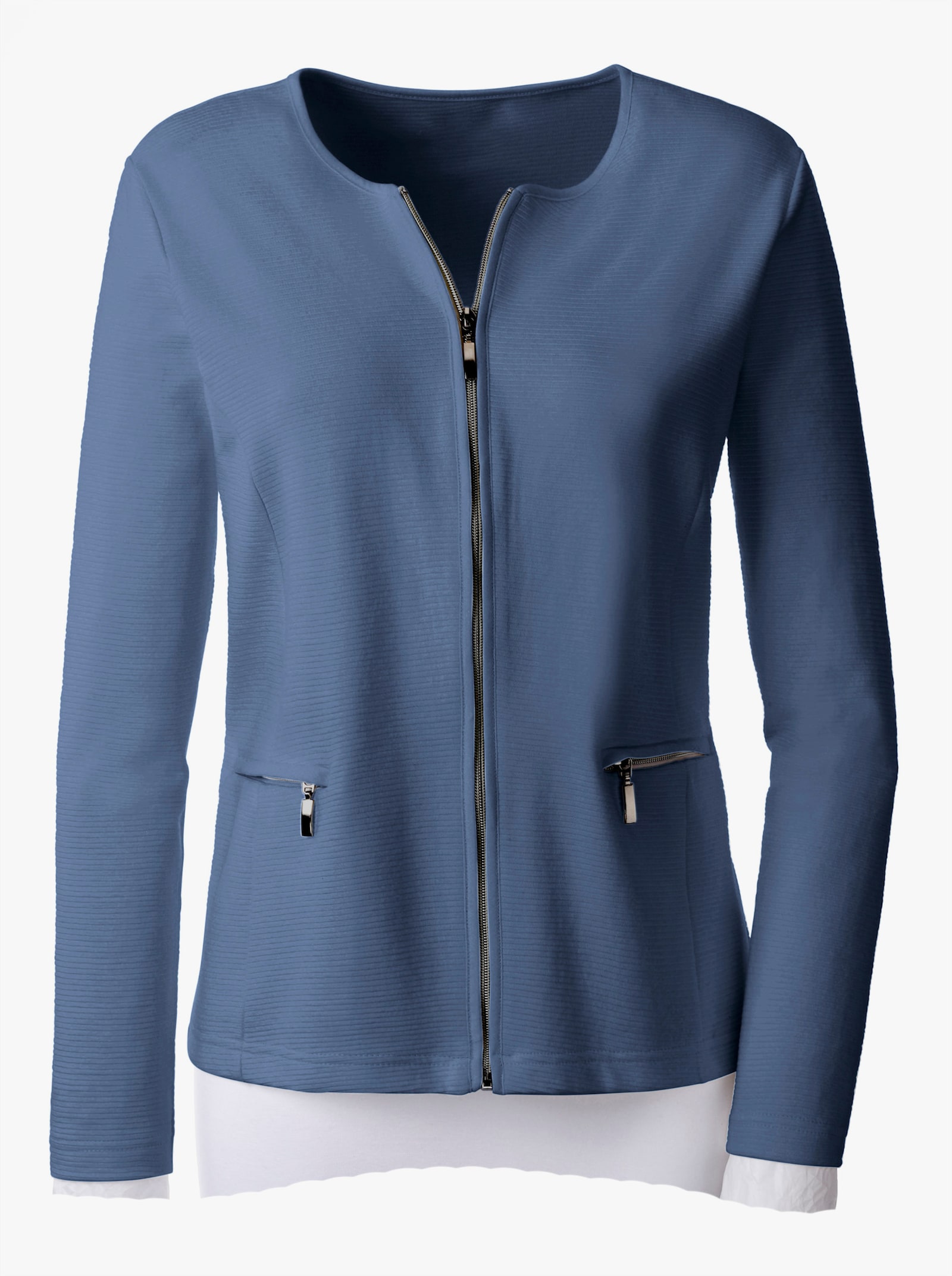 Shirtblazer in Ripp-Optik - jeansblau