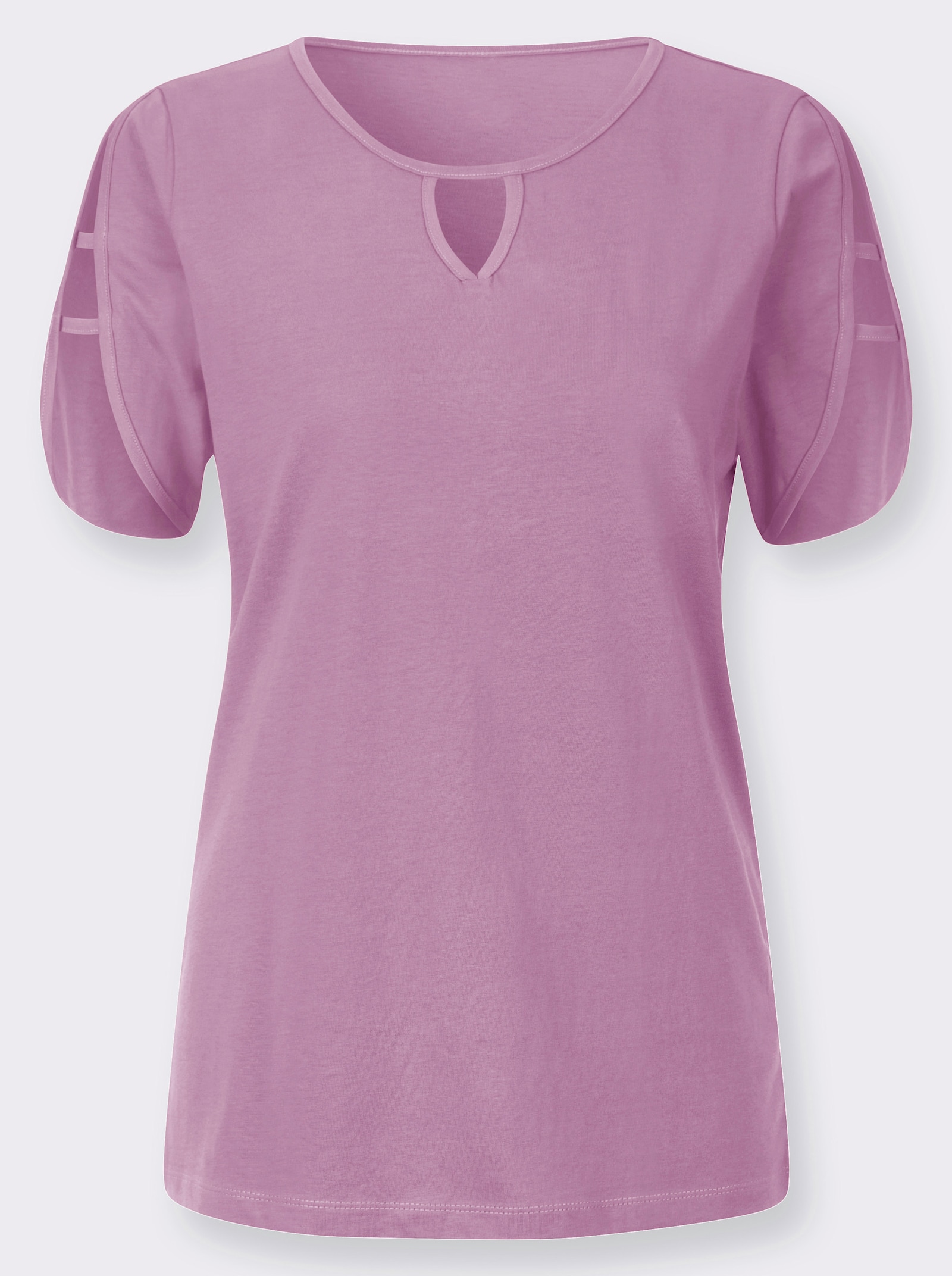 Freizeitshirt mit Paspel-Verzierungen - orchidee