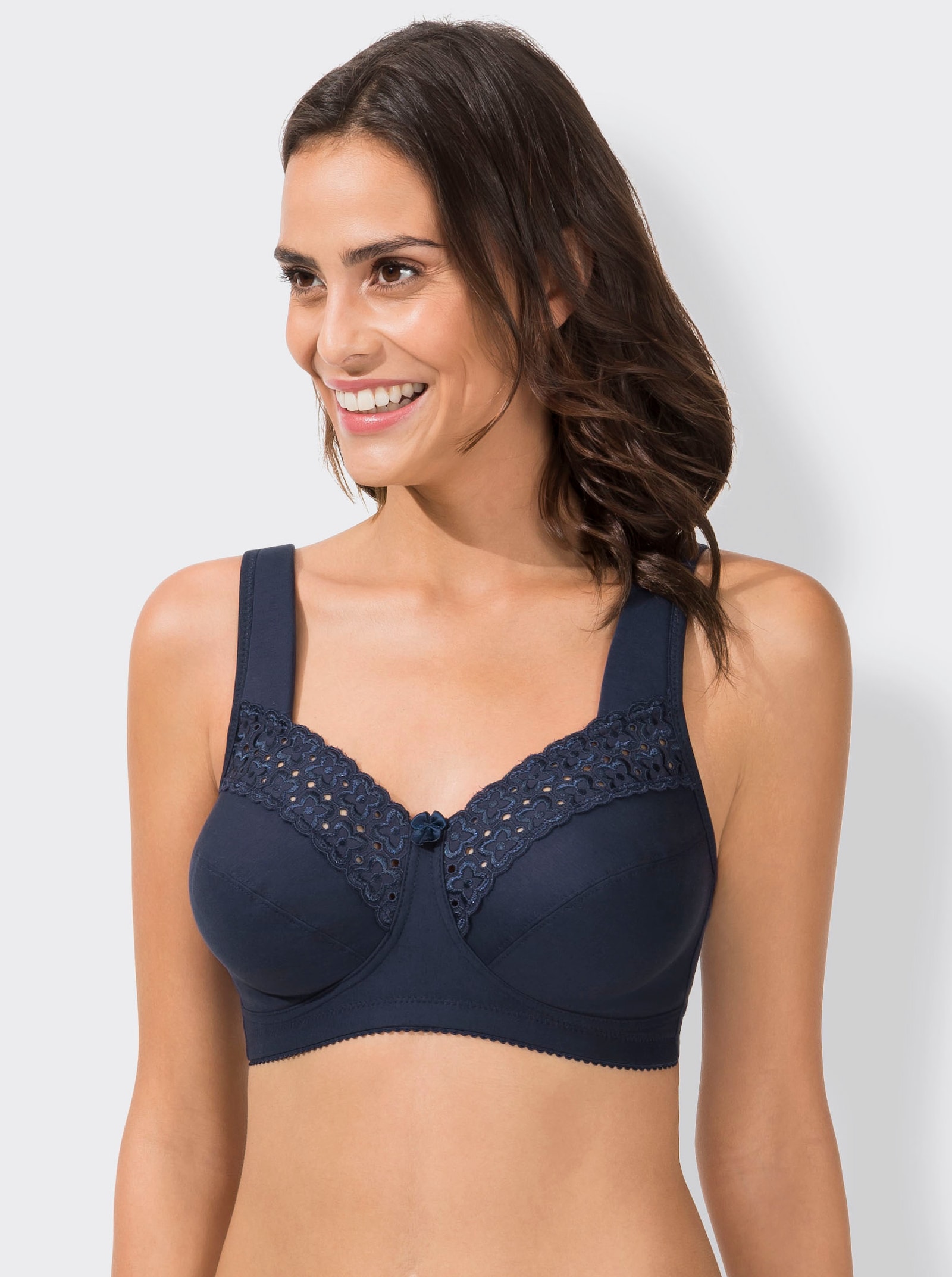 Miss Mary Entlastungs-BH ohne Bügel mit Spitzenstickerei - marine