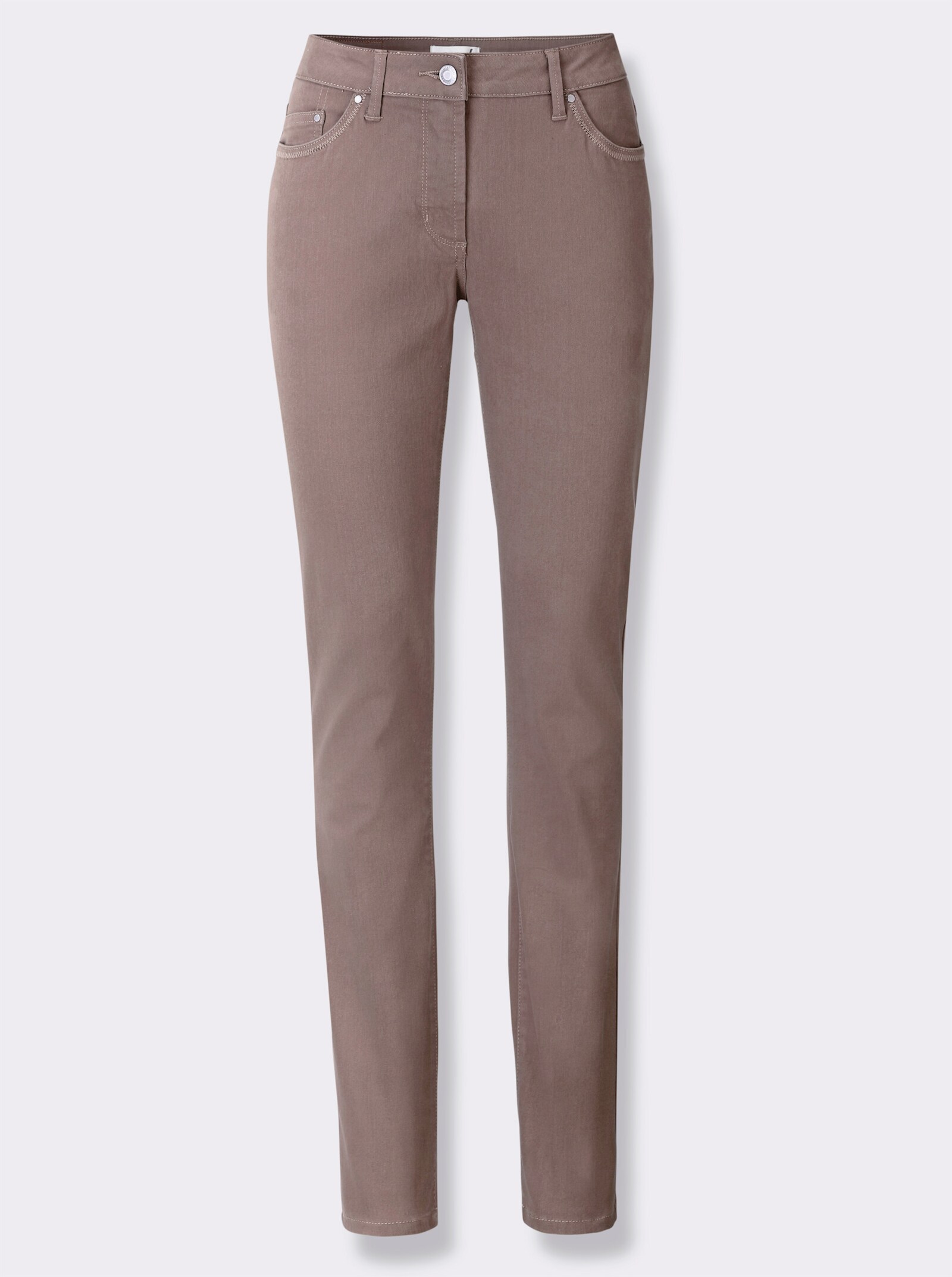5-pocketjeans van katoenstretch - donkertaupe