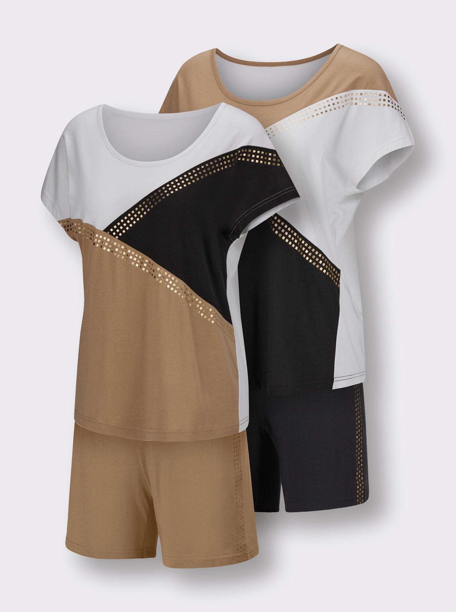 wäschepur Shortys mit Grafik-Muster - camel-schwarz + ecru-camel