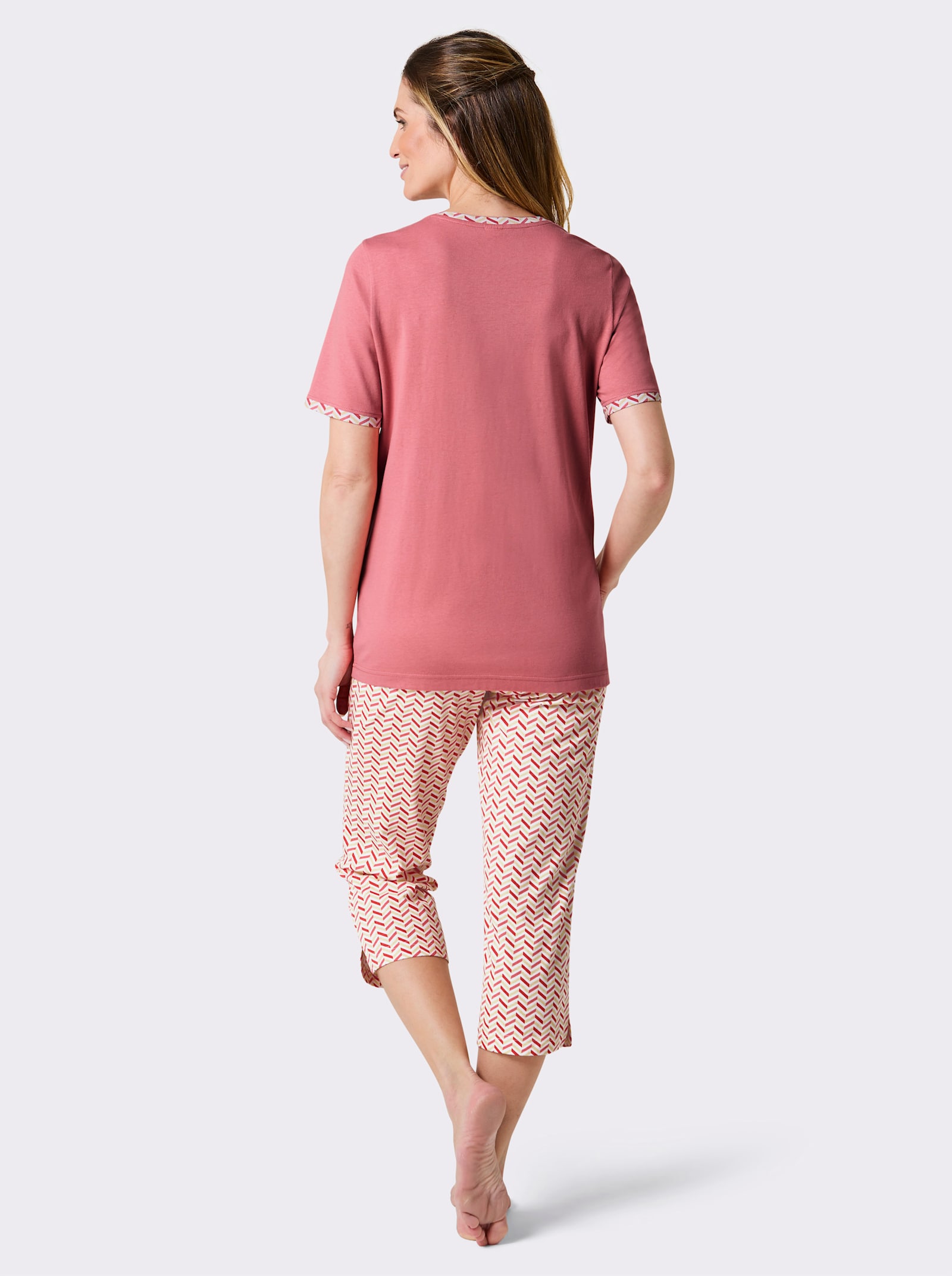 wäschepur Capri-Anzug - flamingo-weiß-bedruckt