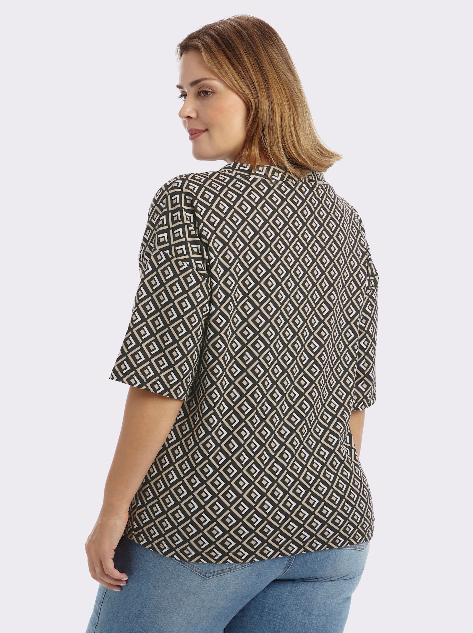 Sweatshirt im Druckmuster - beige-schwarz-bedruckt