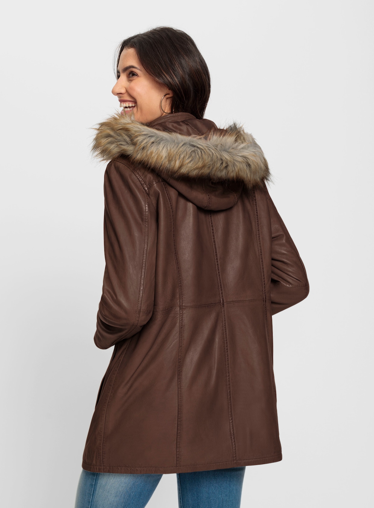 Leder-Jacke - cognac