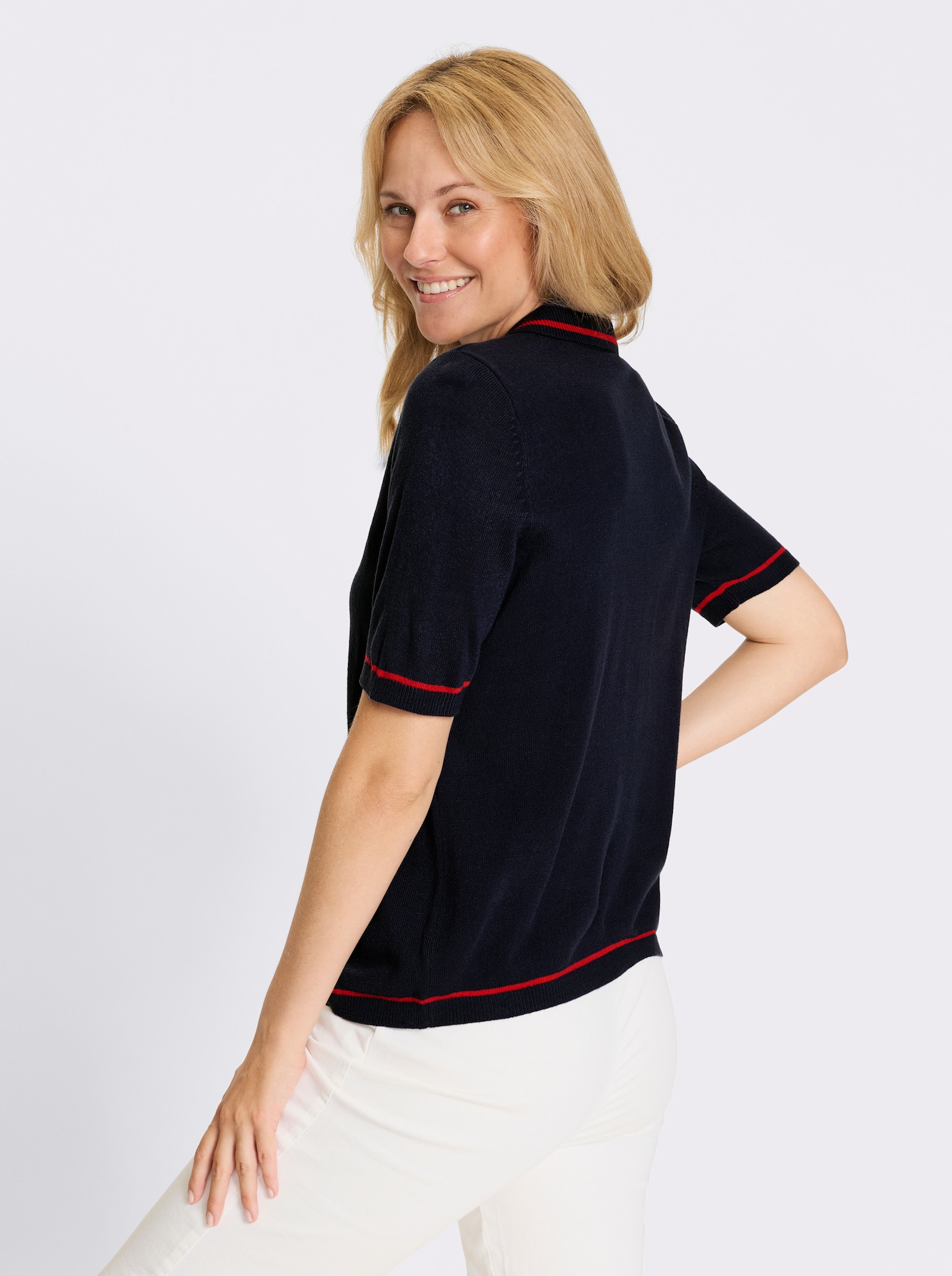 Polopullover mit Kontrast-Akzenten - marine